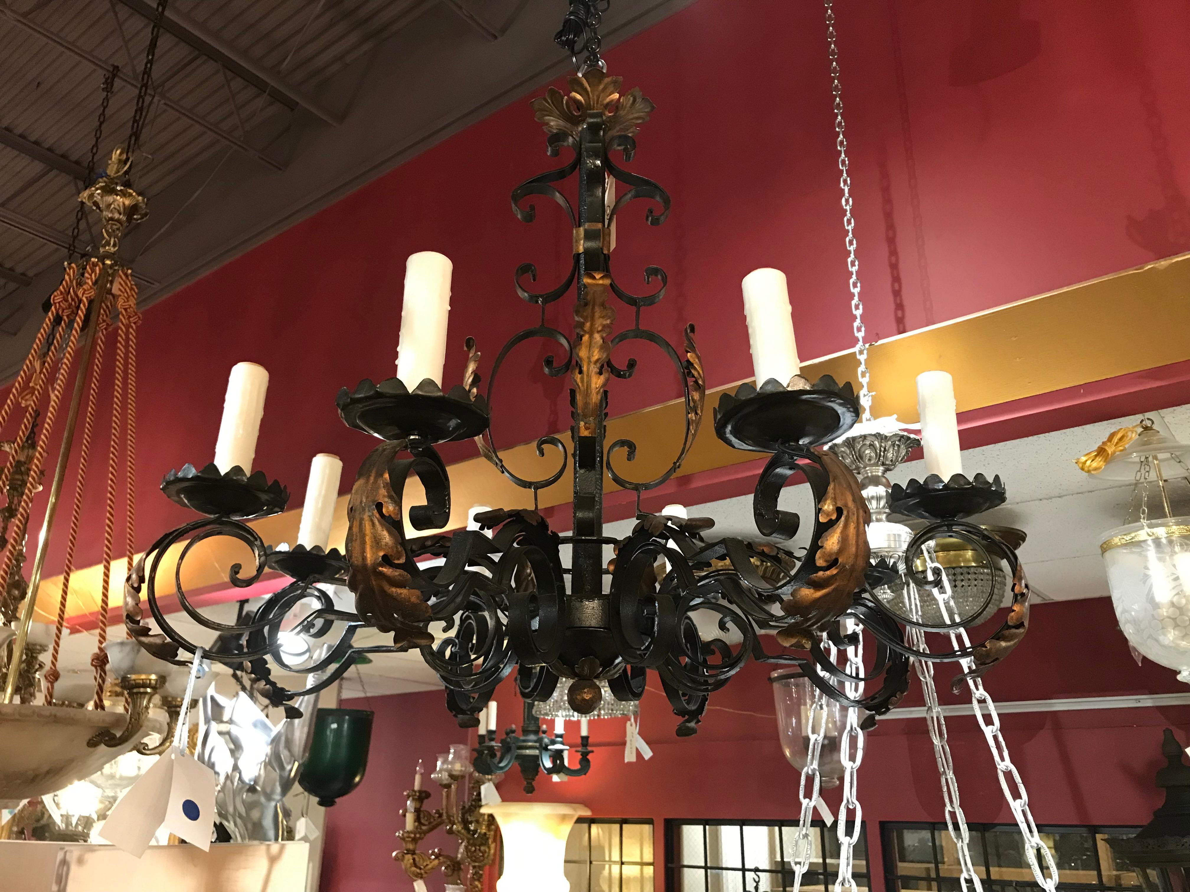 A fine 19th century iron chandelier, originally for candles, now electrified.
CW4251.