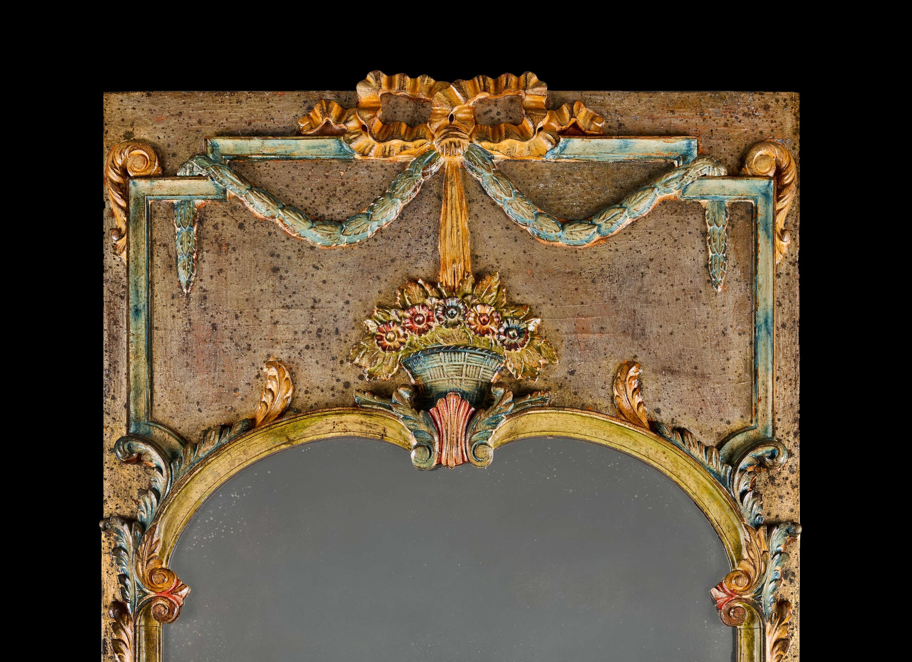 A Fine 19th Century Italian Polychrome Overmantle Mirror In Good Condition For Sale In London, GB