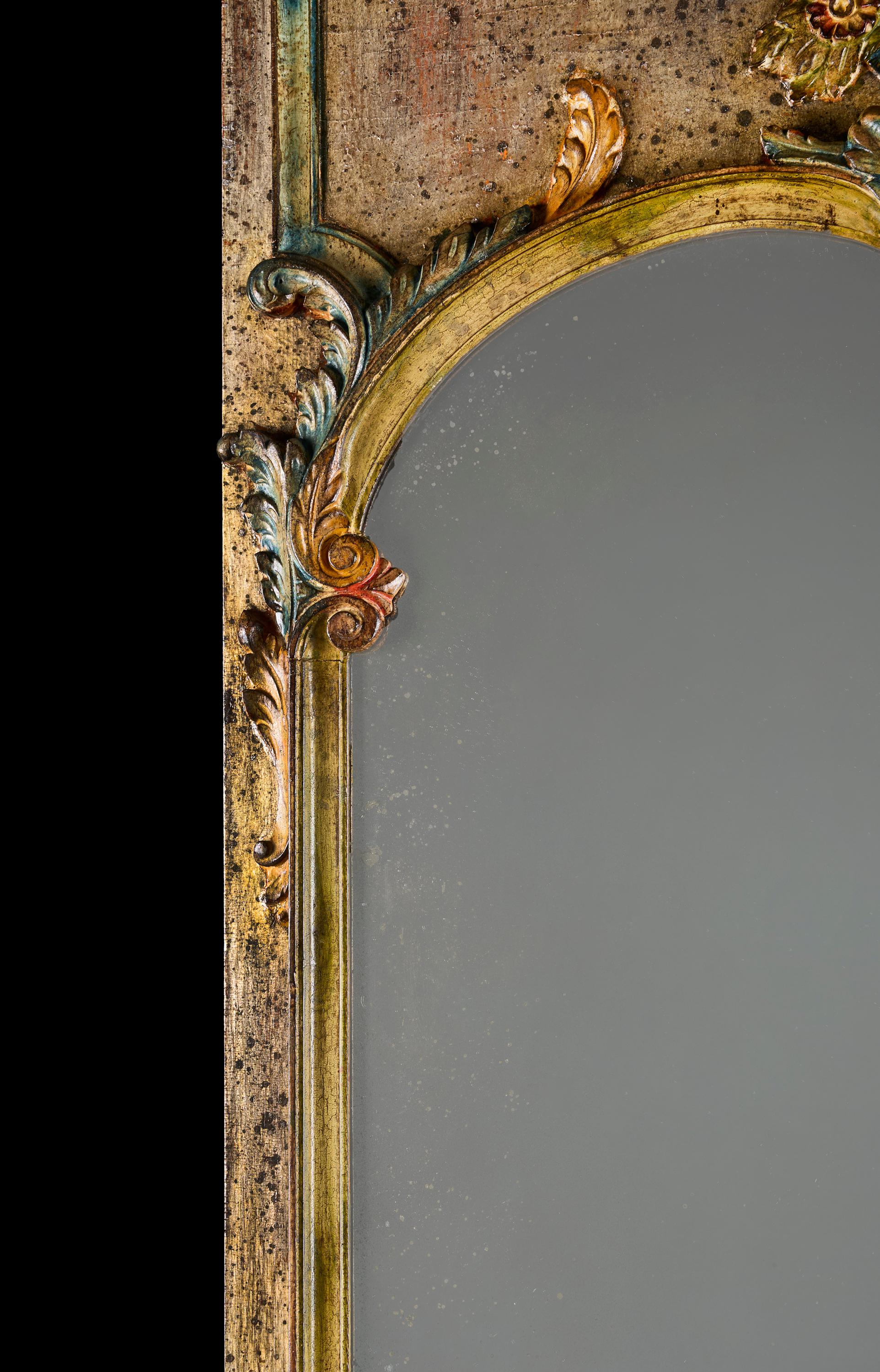 Wood A Fine 19th Century Italian Polychrome Overmantle Mirror For Sale