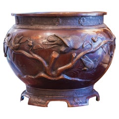 A fine 19th century Japanese Meiji period bronze planter with beautiful relief