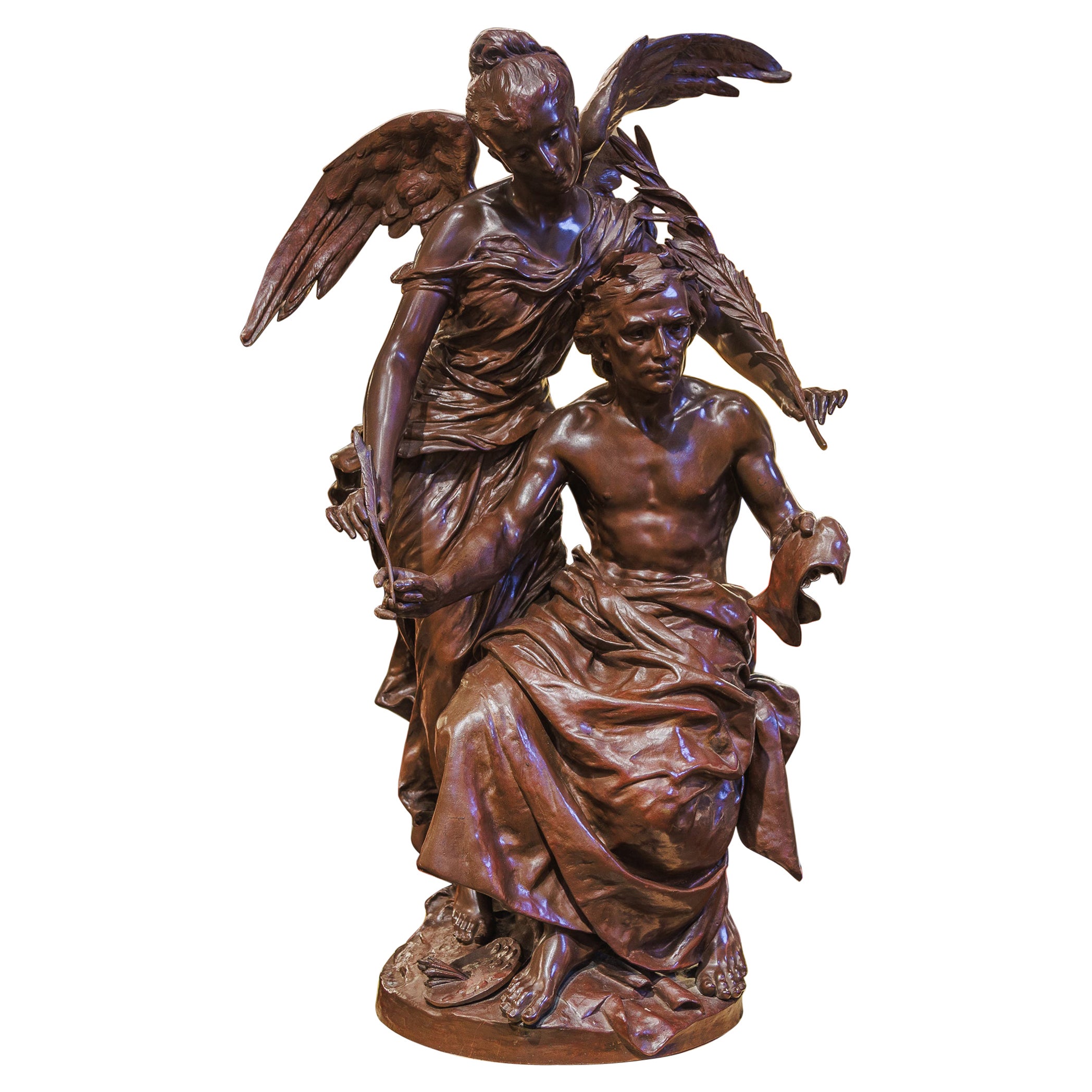 Un bel bronzo di grandi dimensioni del XIX secolo, "Allegoria delle Arti di Henri  Honore Ple