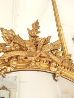 Fine 19th Century Large French Louis XVI Gilt Carved Mirror