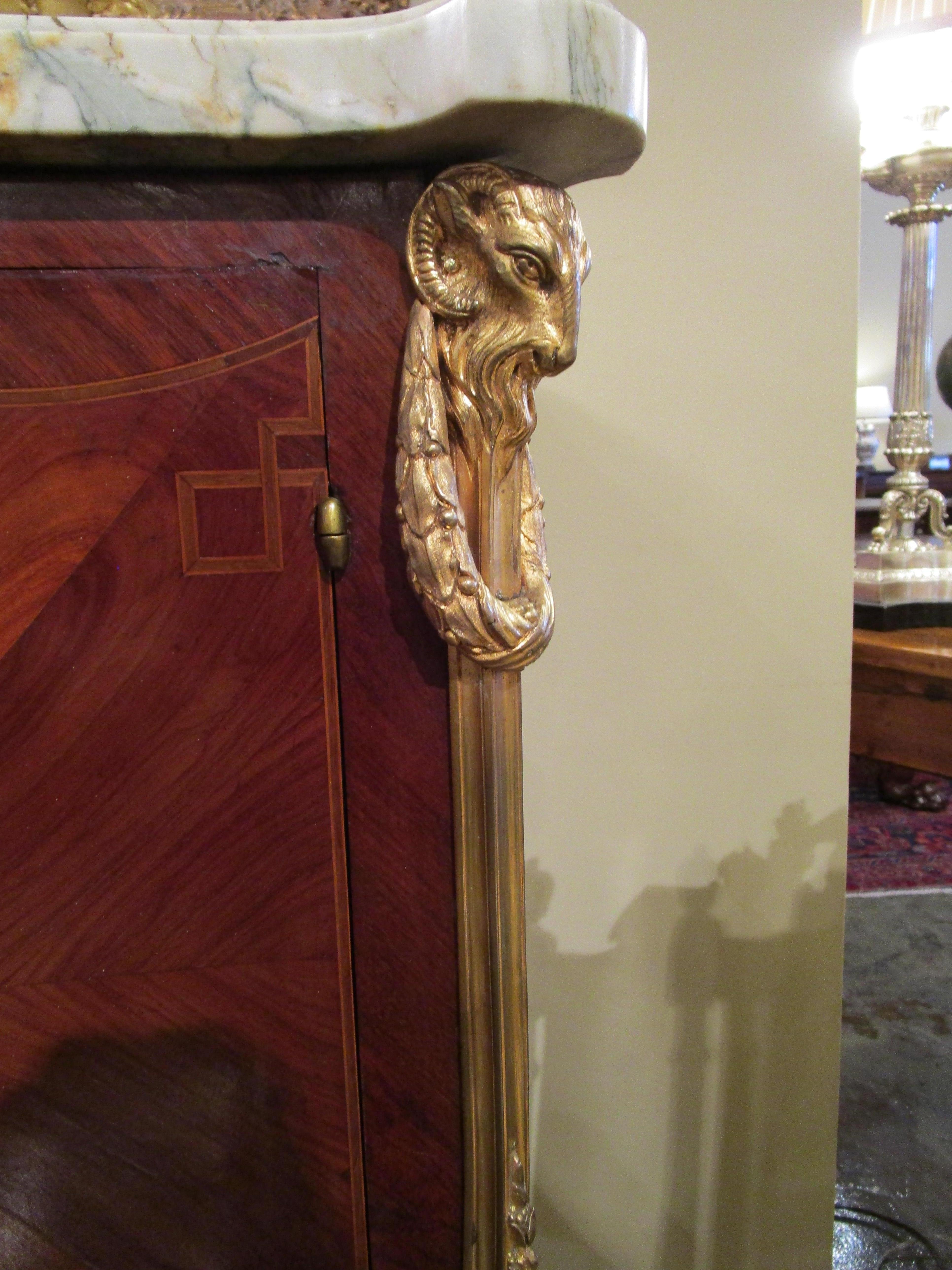 Fine 19th Century Louis XVI Mahogany Inlayed Cabinet with Fine Gilt Bronze In Good Condition For Sale In Dallas, TX