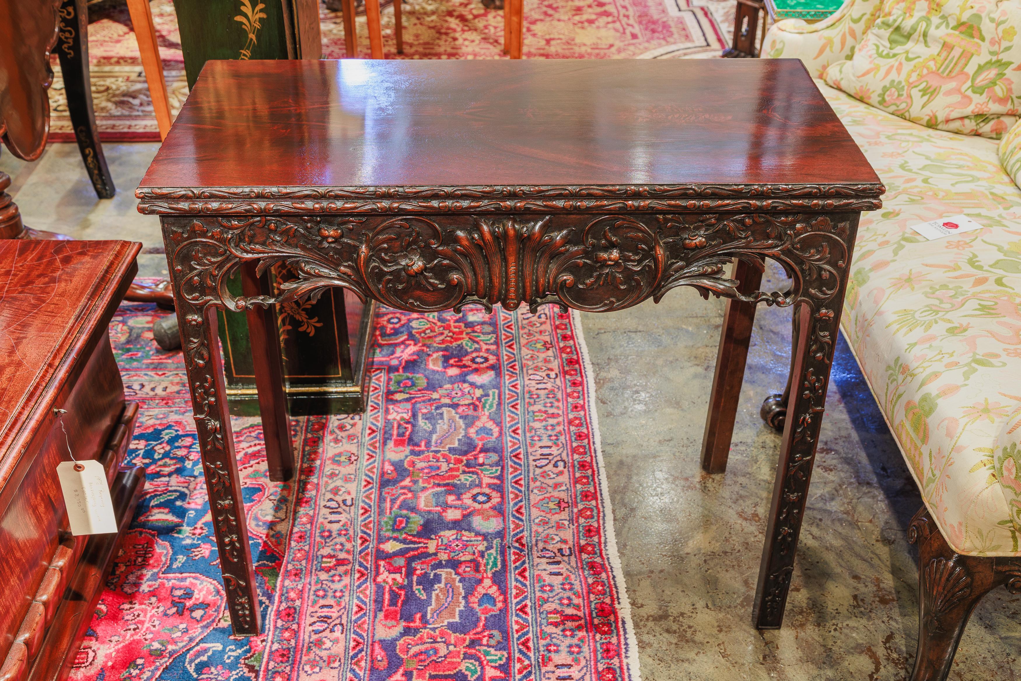A fine 19th century mahogany Chinese Chippendale games table .  In Good Condition In Dallas, TX