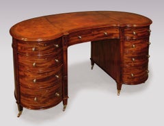 Fine 19th Century Mahogany Kidney Shaped Pedestal Desk