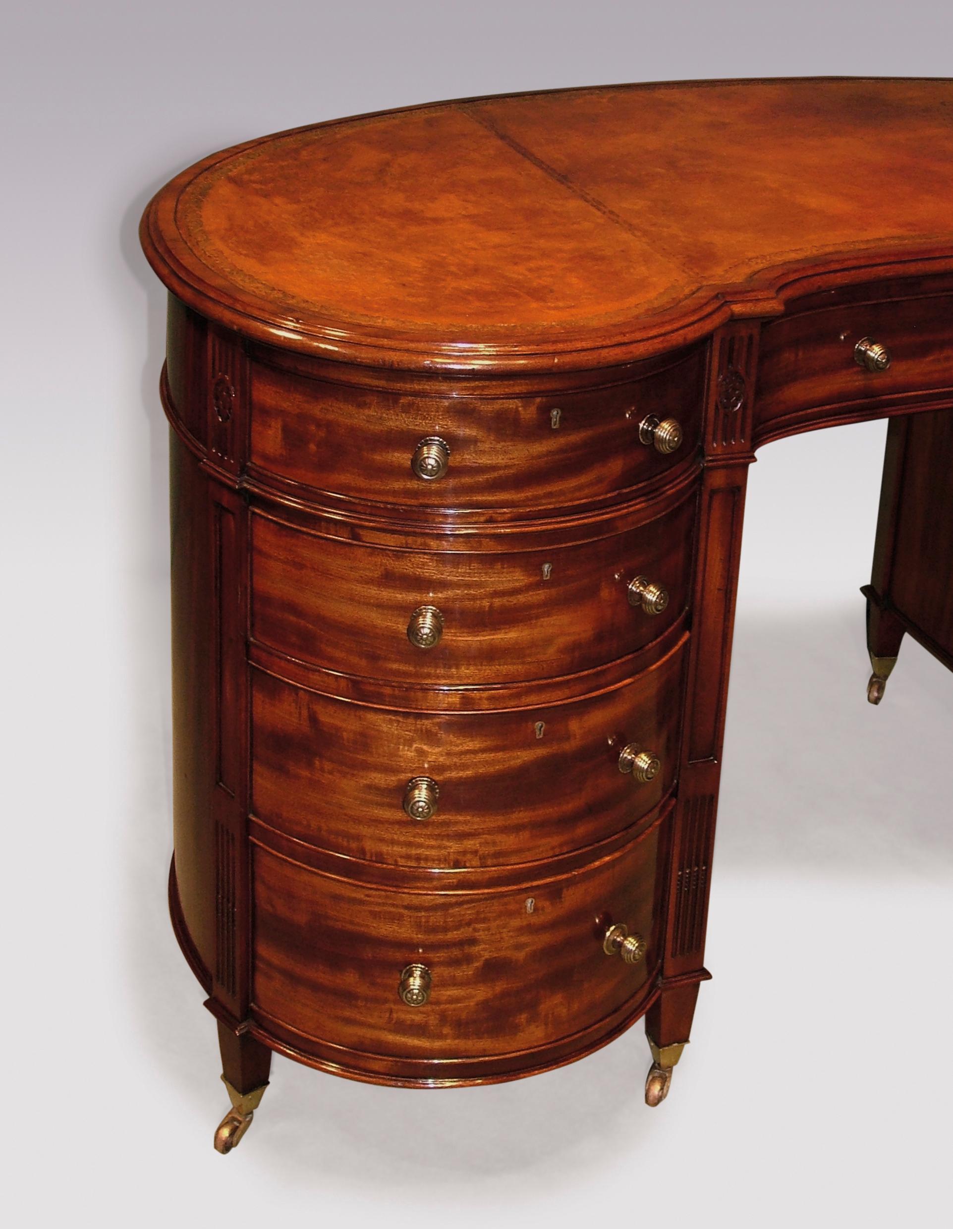 Victorian Fine 19th Century Mahogany Kidney Shaped Pedestal Desk For Sale