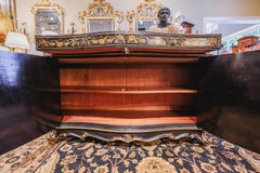 A fine 19th century marble top Chinoiserie decorated credenza. Bronze handles