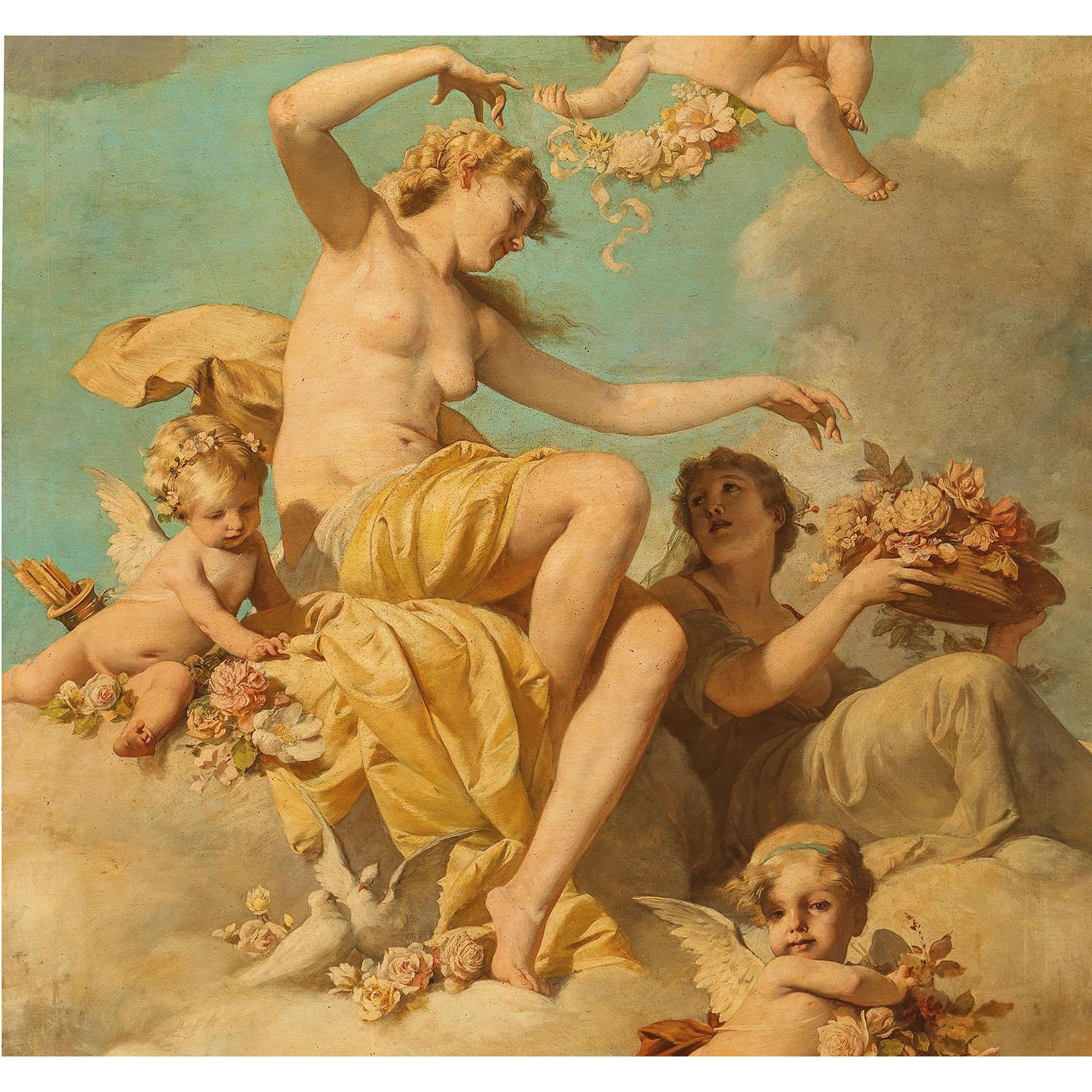 Feines Ölgemälde auf Leinwand, 19. Jahrhundert, „Triumph of Flora“, Attr. Ferdinand Wagner II (Neoklassisches Revival) im Angebot