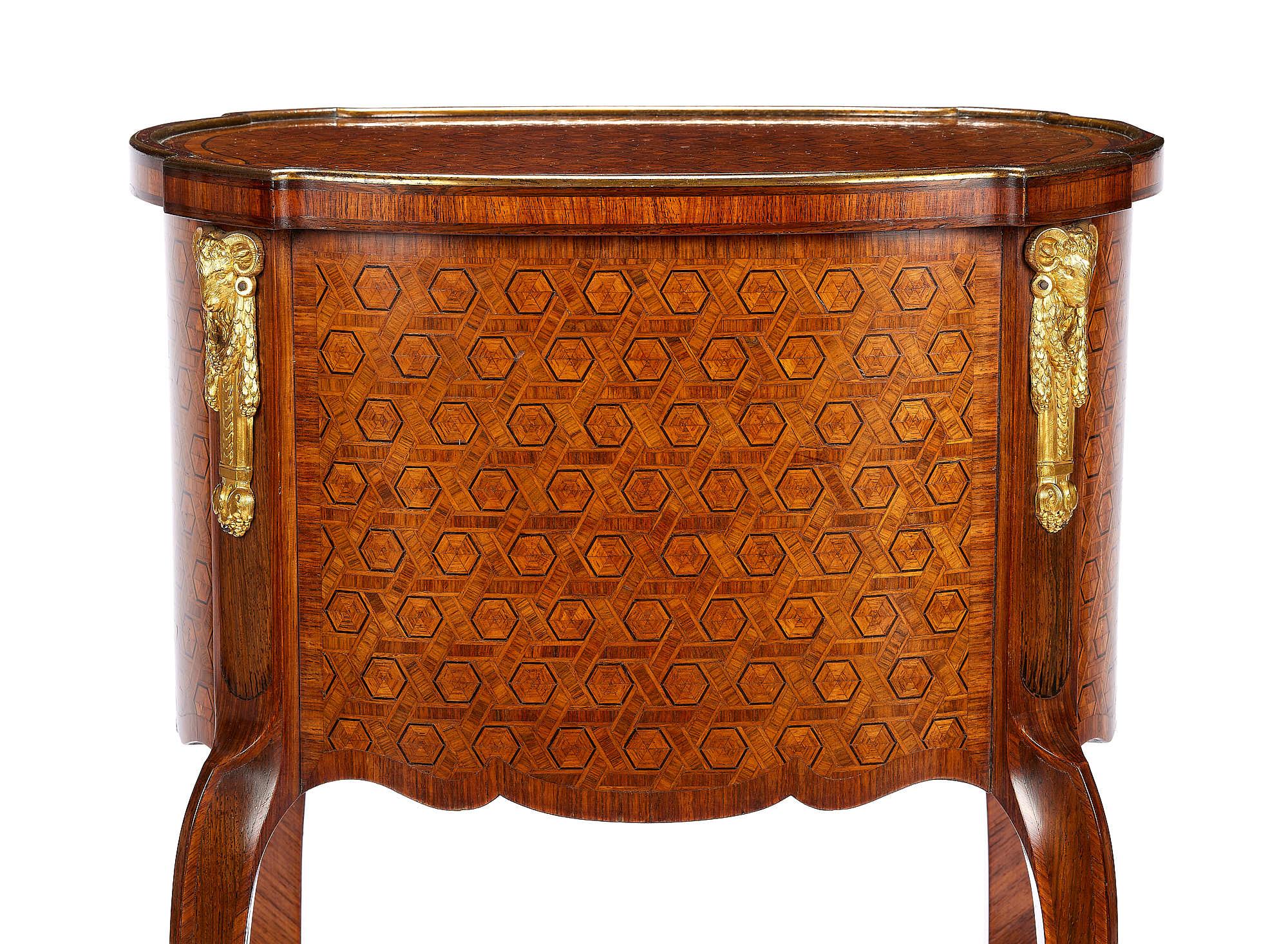 Late 19th Century Fine 19th Century Parquetry Louis XV/XVI Transitional Style Side Table For Sale
