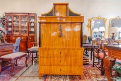 Fine 19th Century Period Biedermeier Birch and Ebonized Secretary