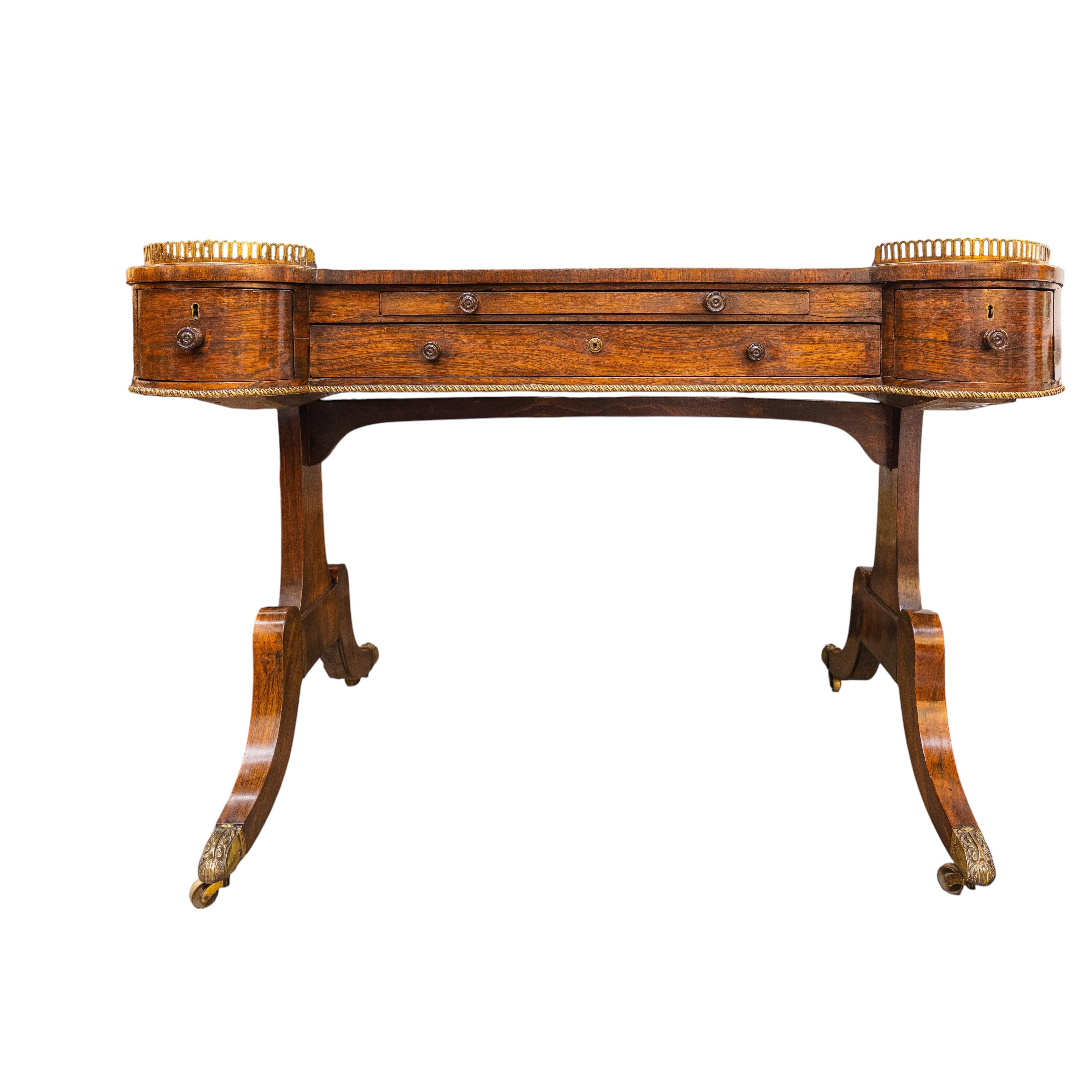 A fine 19th century Regency English rosewood writing table or desk