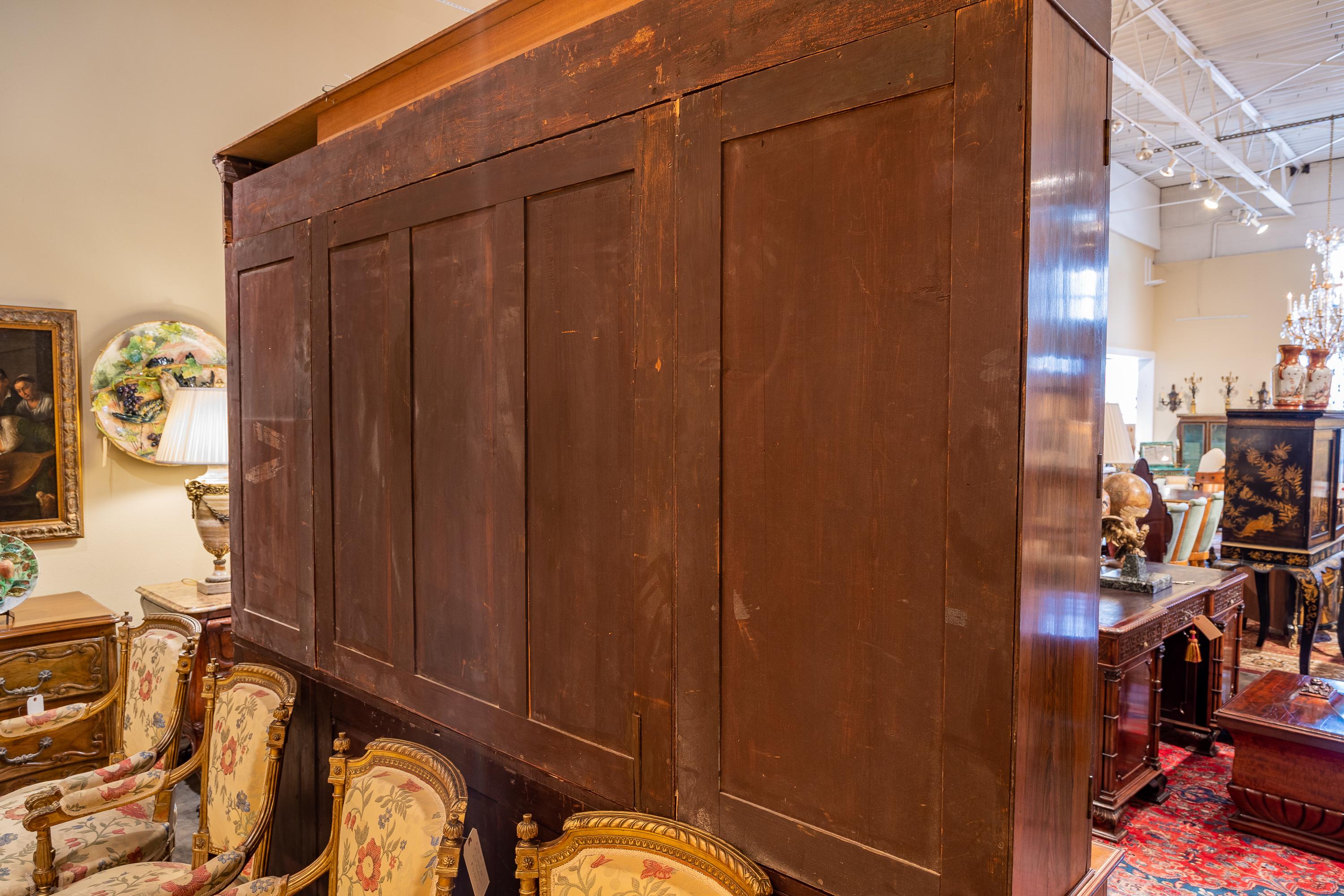 Fine 19th Century Regency Period Rosewood and Brass Inlaid Bookcase Secretary For Sale 3