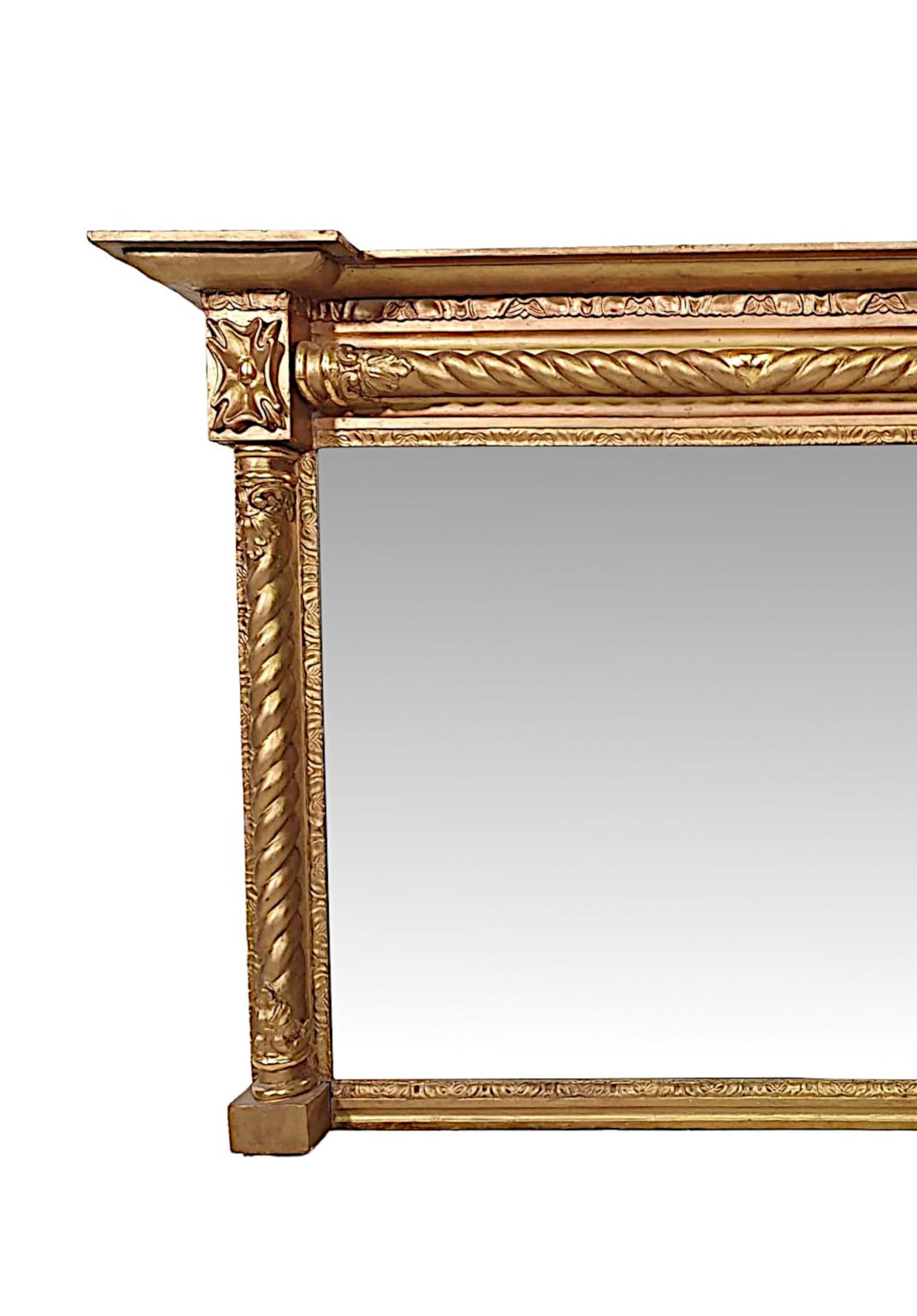 English Fine 19th Century Regency Rectangular Giltwood Overmantle Mirror For Sale