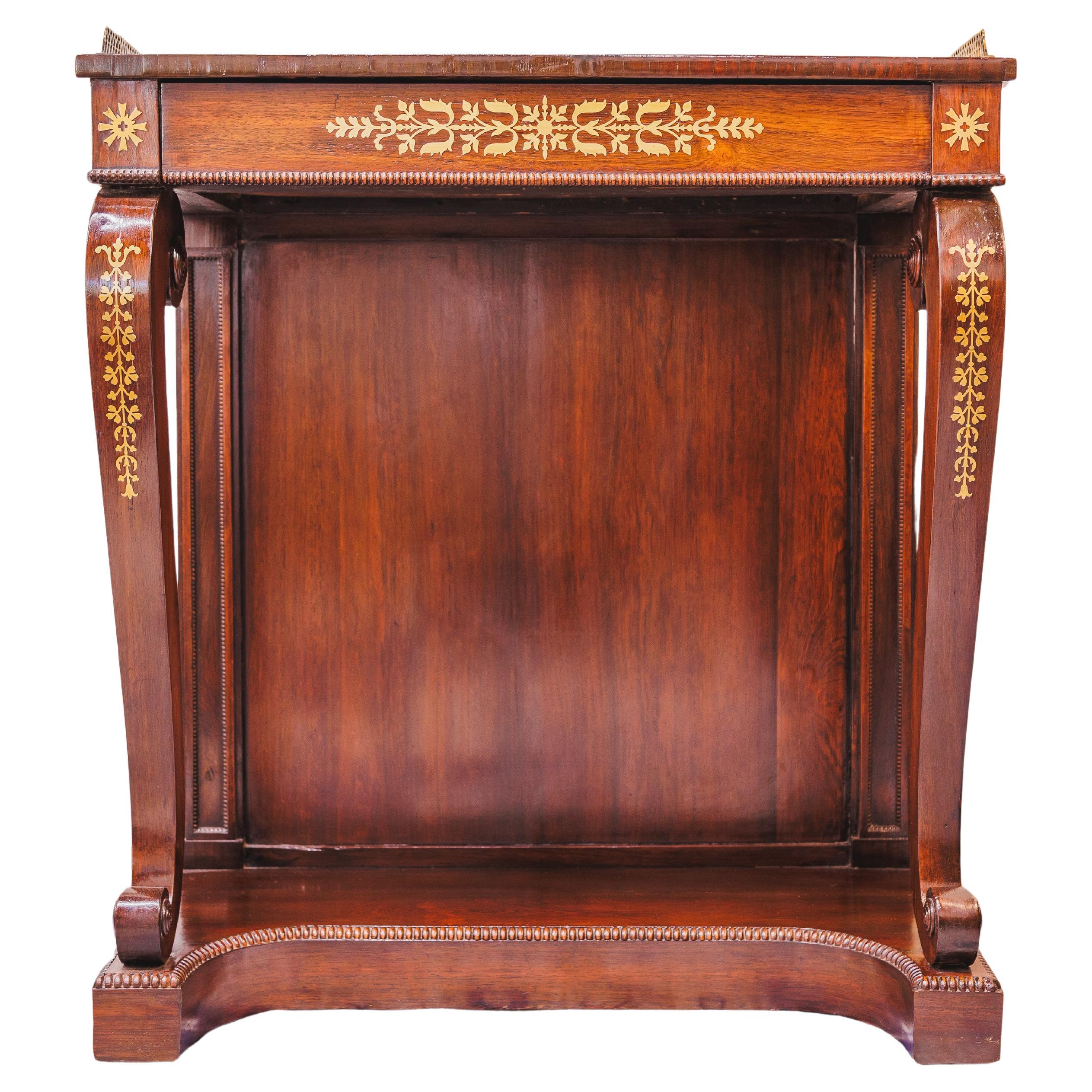 Feine Regency-Konsole aus Palisander und Messing mit Intarsien aus dem 19. im Angebot