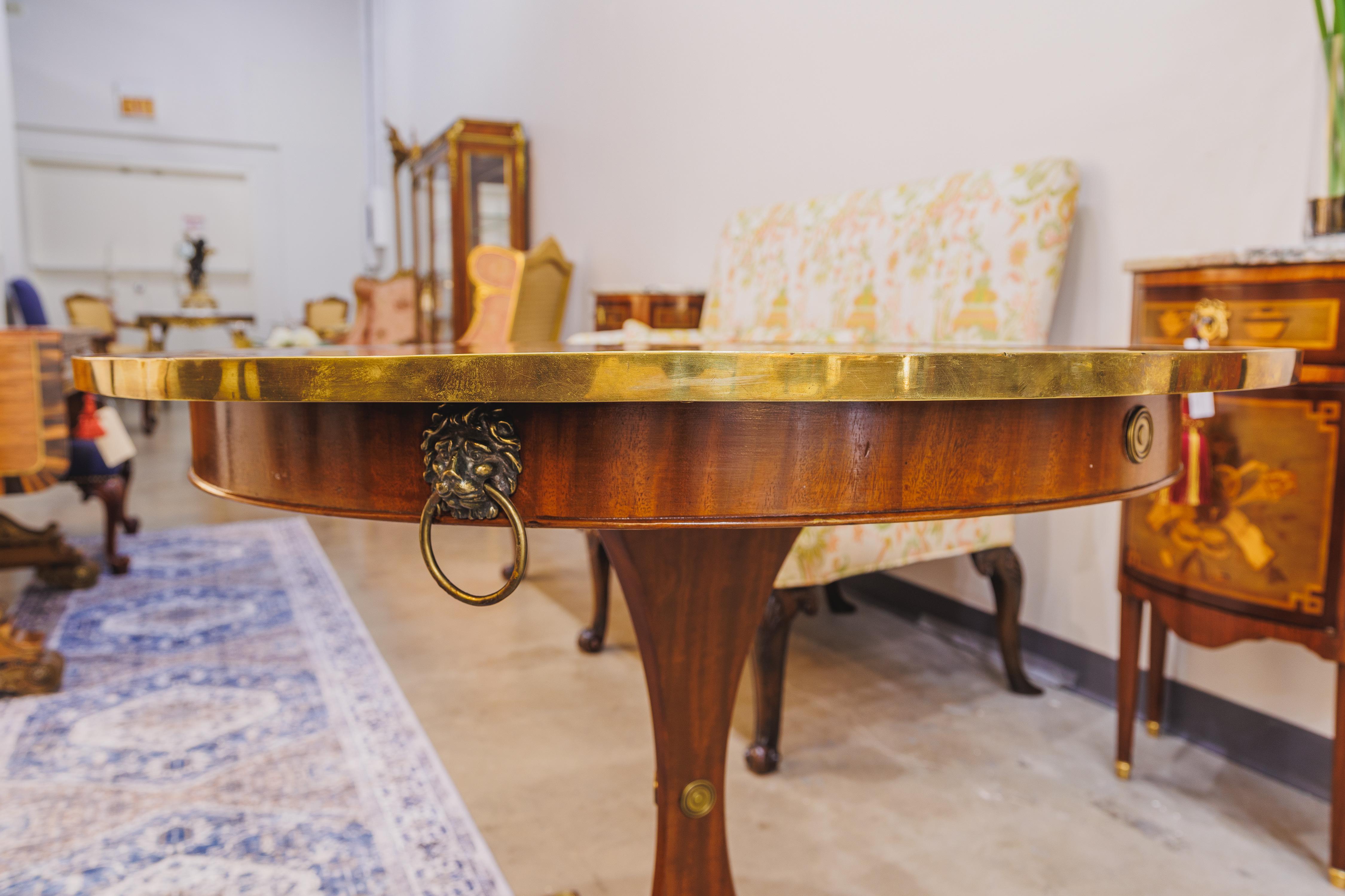 Inlay A fine 19th century Russian mahogany and brass mounted small center table For Sale
