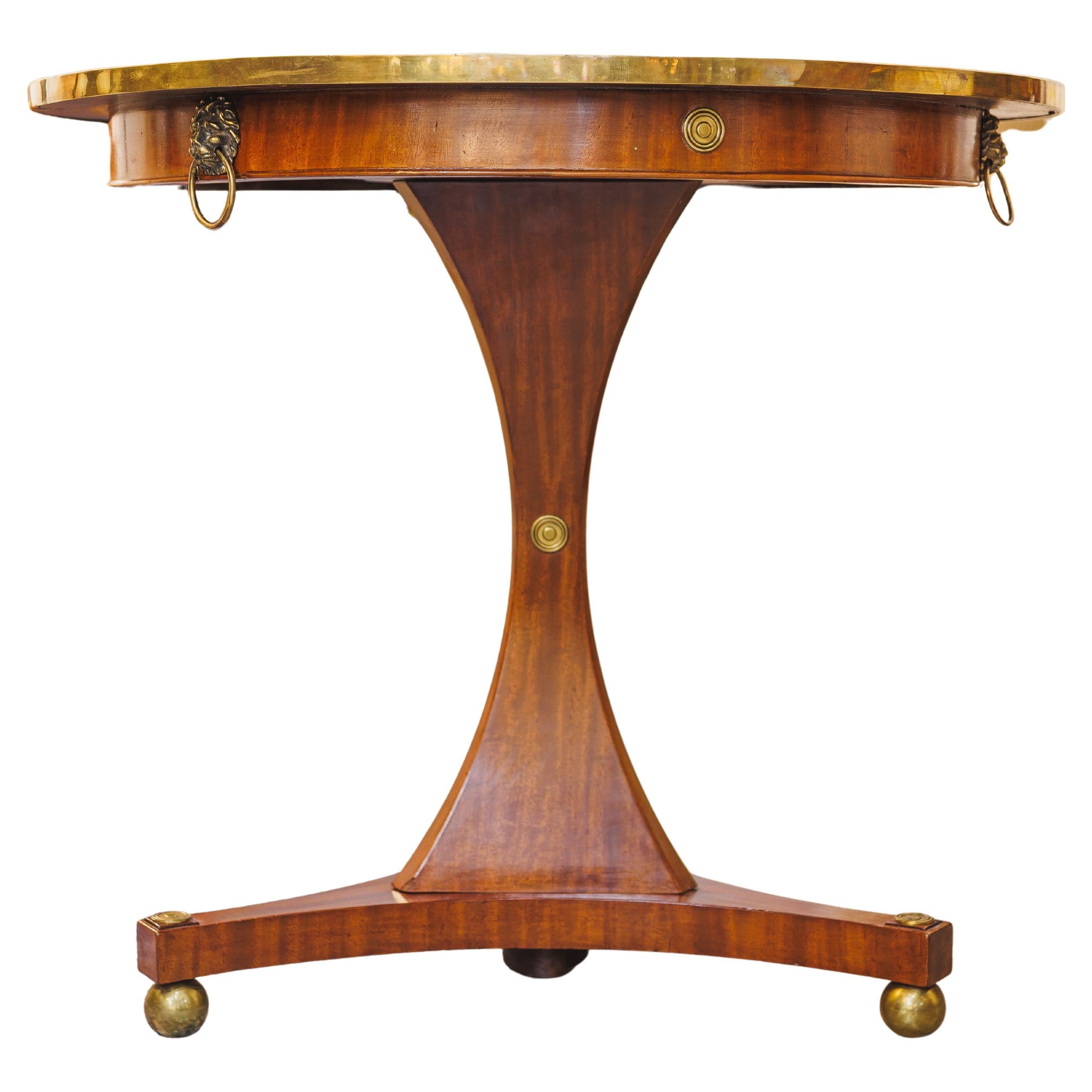 A fine 19th century Russian mahogany and brass mounted small center table For Sale