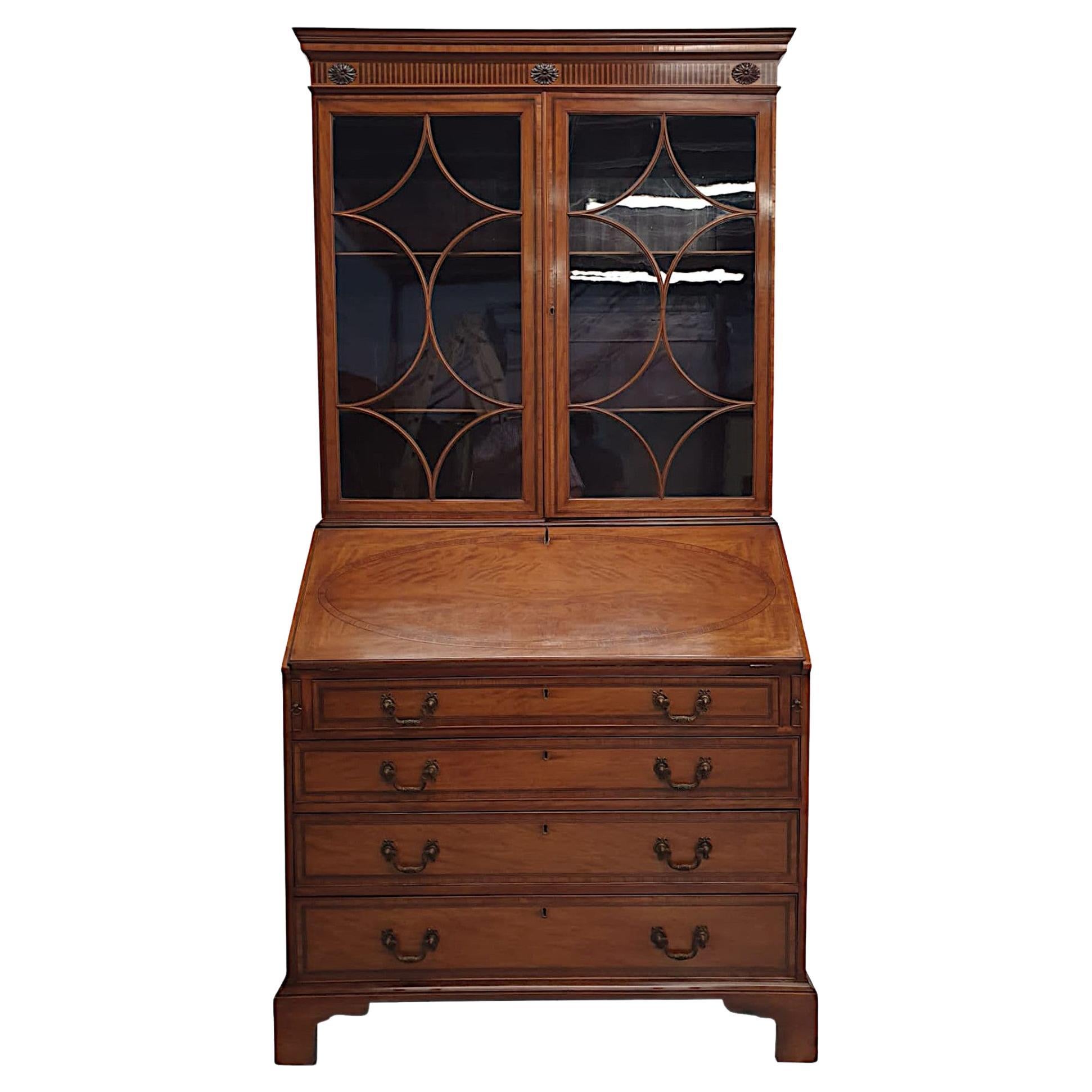 Fine 19th Century Satinwood Fall Front Bureau Bookcase