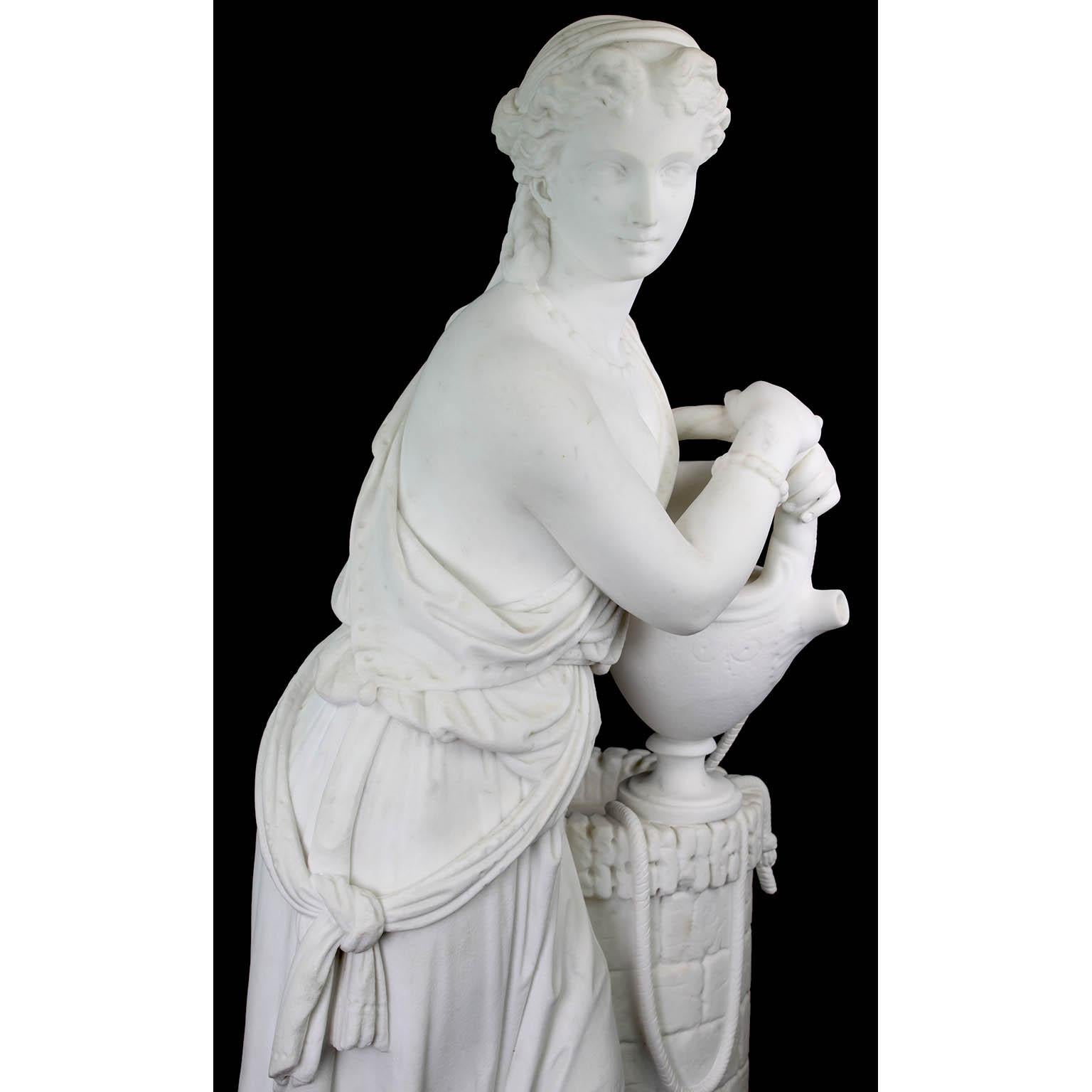 Belle sculpture en marbre blanc du 19ème siècle représentant Rebecca au puits en vente 2