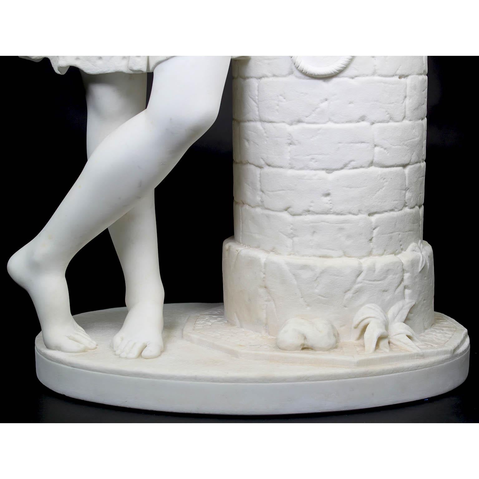 Fine 19th Century White Marble Sculpture of “Rebecca at the Well” For Sale 5