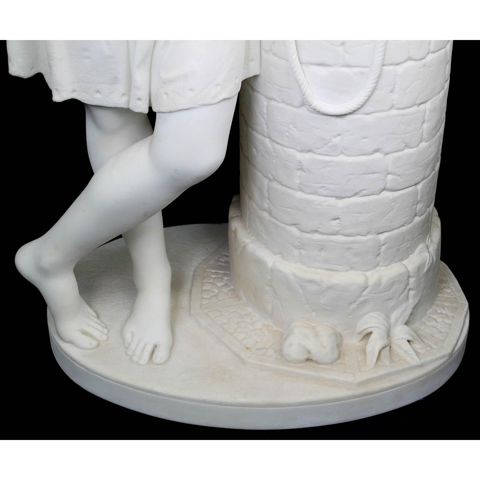 Fine 19th Century White Marble Sculpture of “Rebecca at the Well” For Sale 6