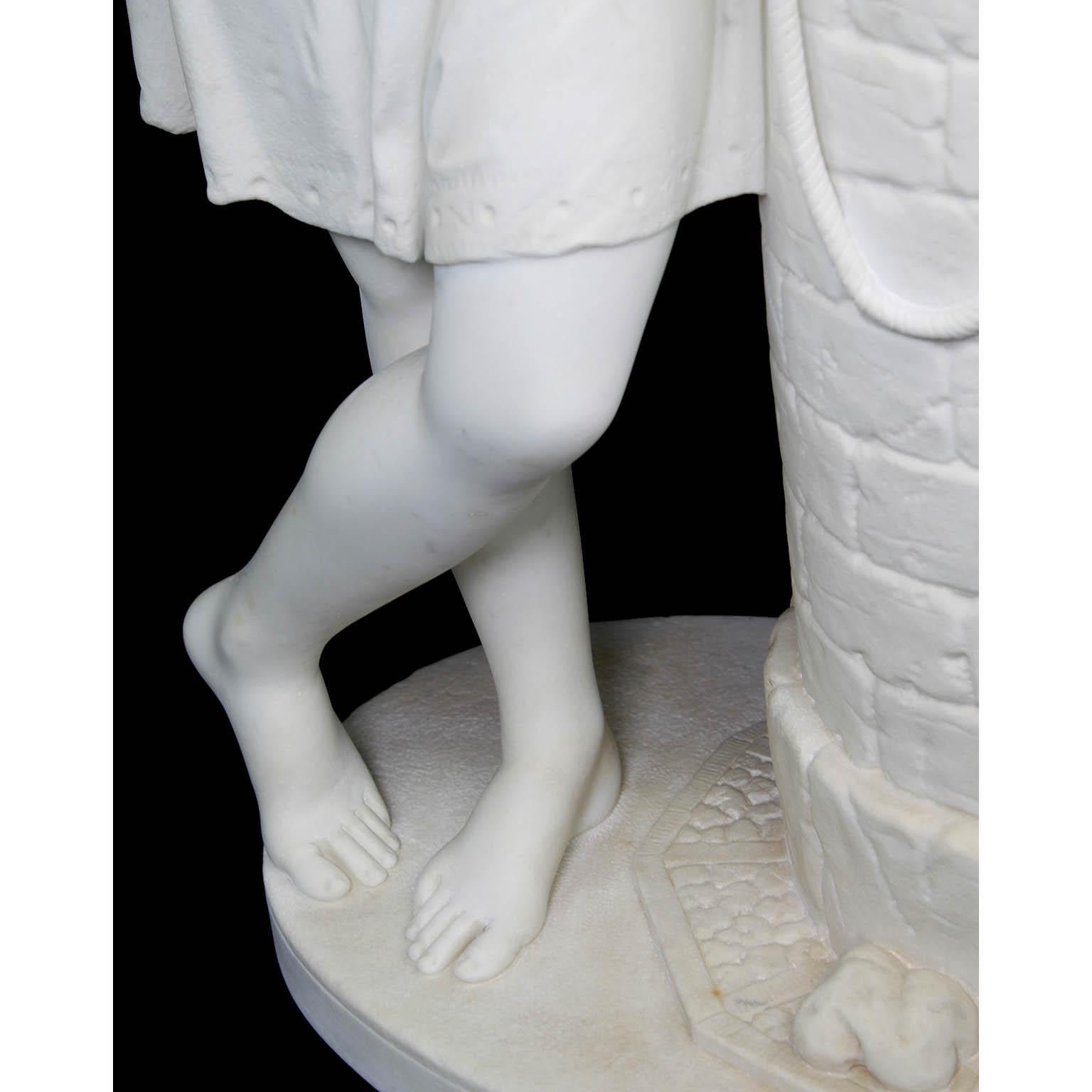 Fine 19th Century White Marble Sculpture of “Rebecca at the Well” For Sale 8