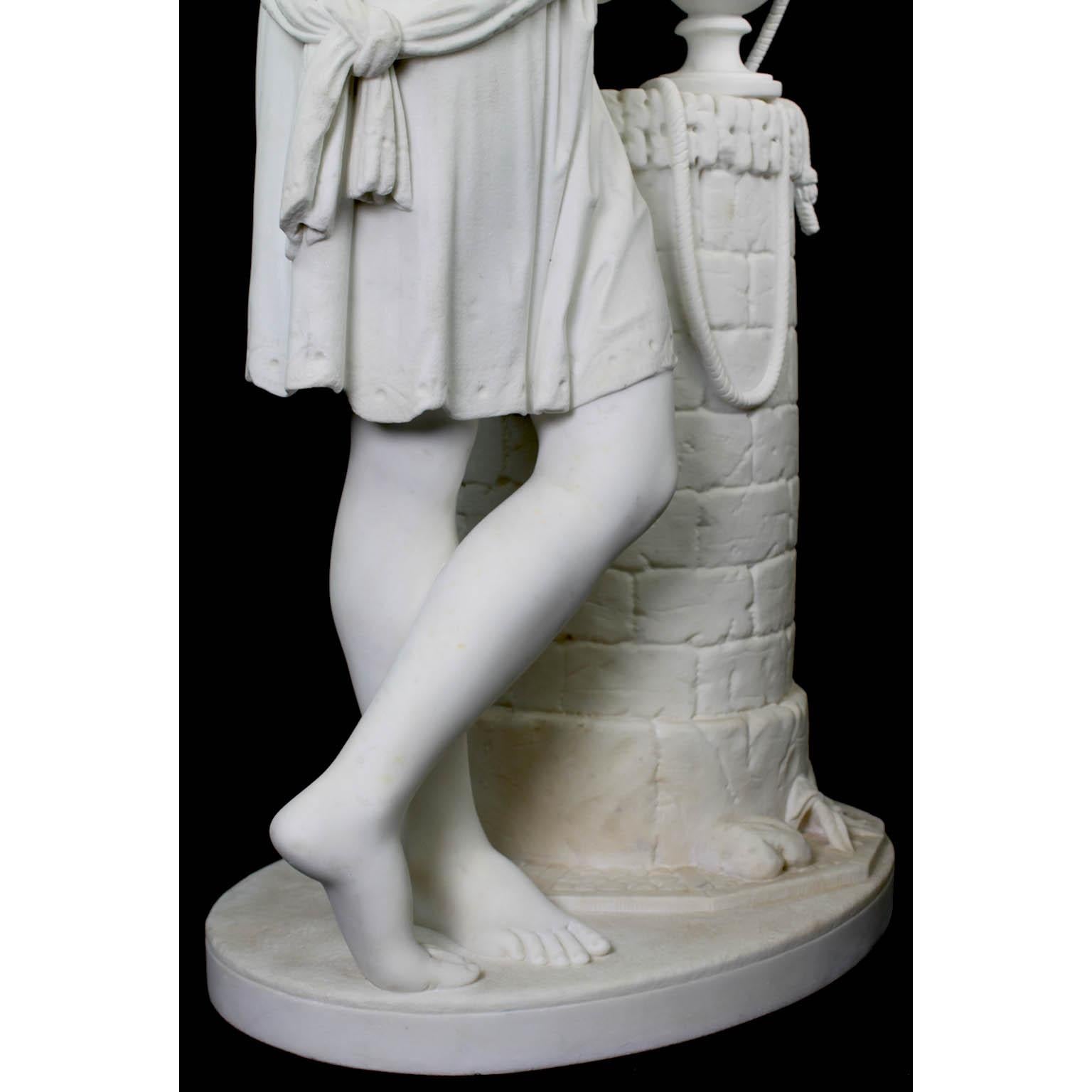 Belle sculpture en marbre blanc du 19ème siècle représentant Rebecca au puits en vente 11
