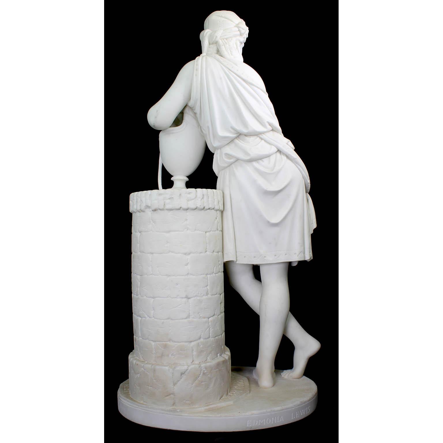Inconnu Belle sculpture en marbre blanc du 19ème siècle représentant Rebecca au puits en vente