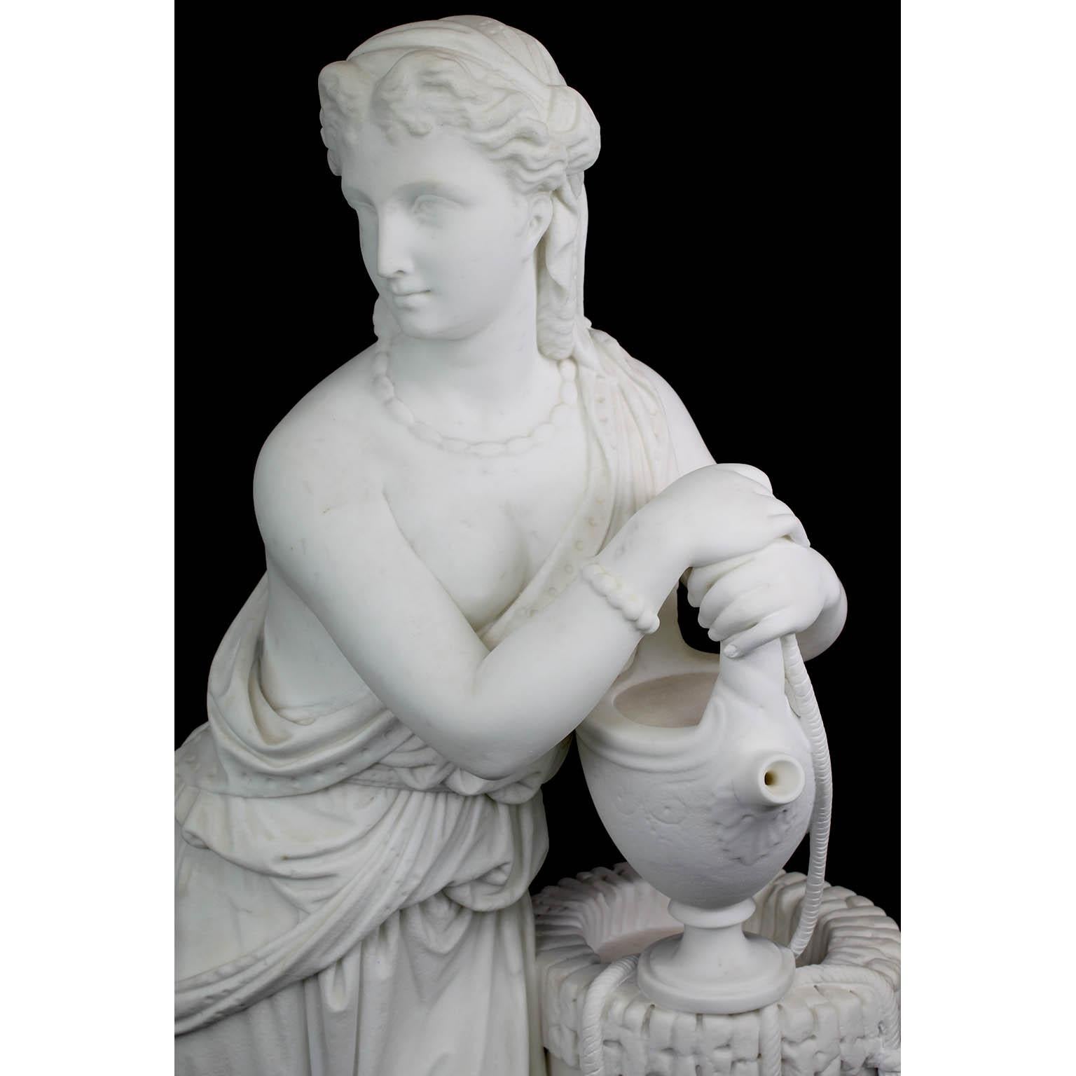 Belle sculpture en marbre blanc du 19ème siècle représentant Rebecca au puits État moyen - En vente à Los Angeles, CA