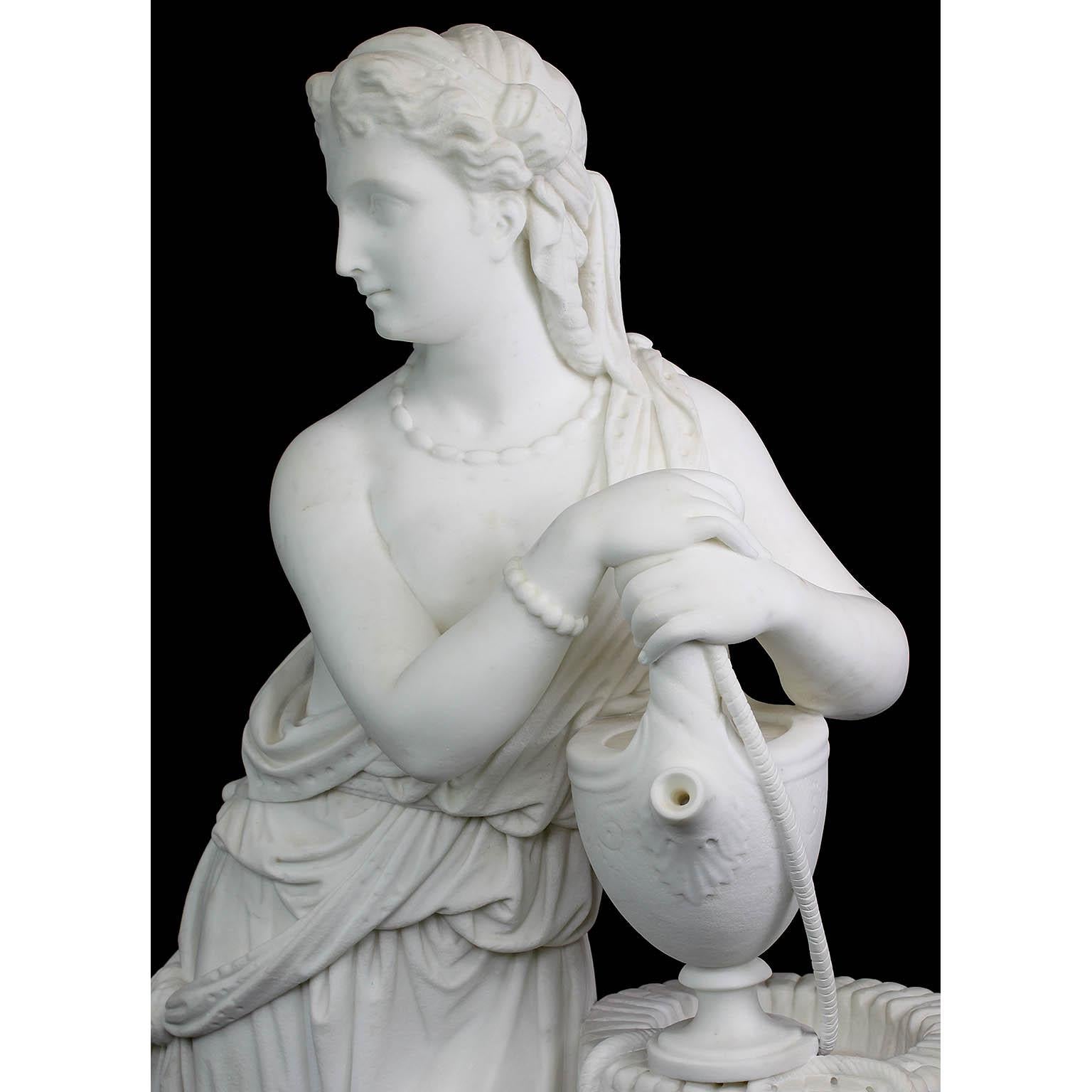 Feine Skulptur von Rebecca aus weißem Marmor aus dem 19. Jahrhundert im Brunnen im Angebot 1