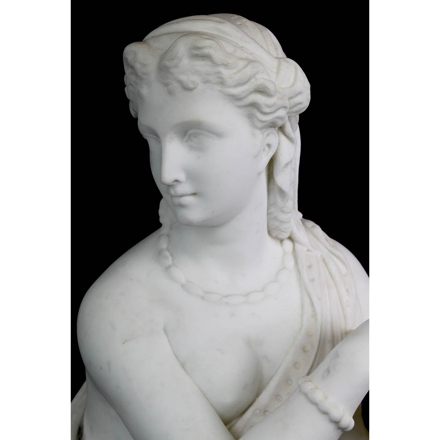 Fine 19th Century White Marble Sculpture of “Rebecca at the Well” In Fair Condition For Sale In Los Angeles, CA