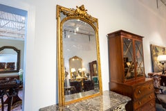 Fine 19th c French Large Louis XVI Water Gilt Hand Carved Mirror from Paris