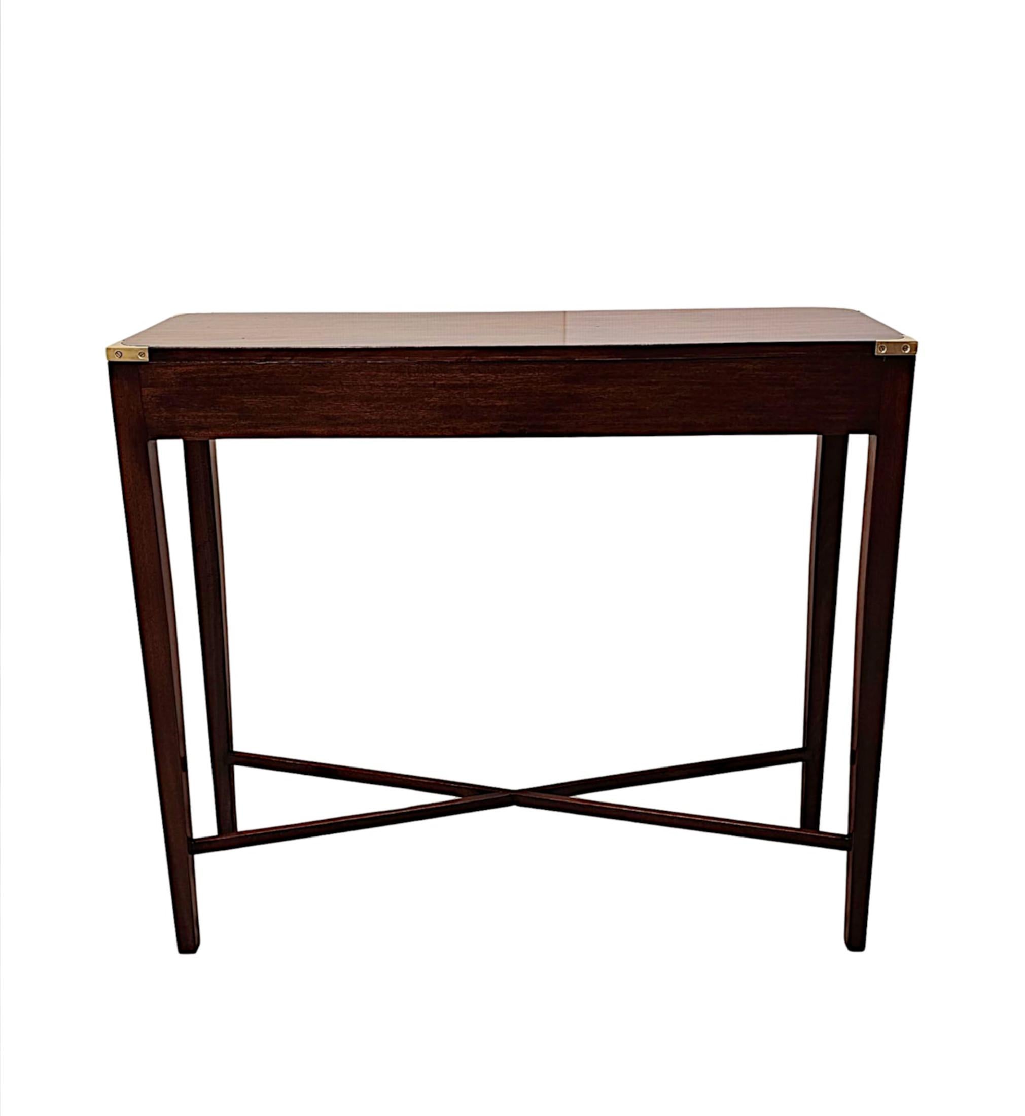 A Fine 20th Century Hand Made Mahogany Campaign Style Console Table For Sale 1