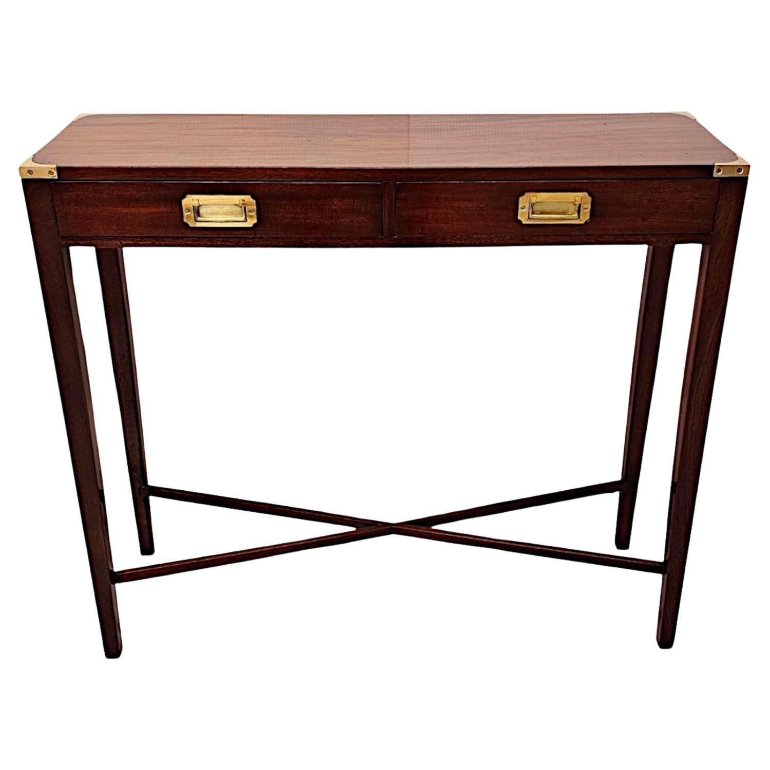 A Fine 20th Century Hand Made Mahogany Campaign Style Console Table For Sale