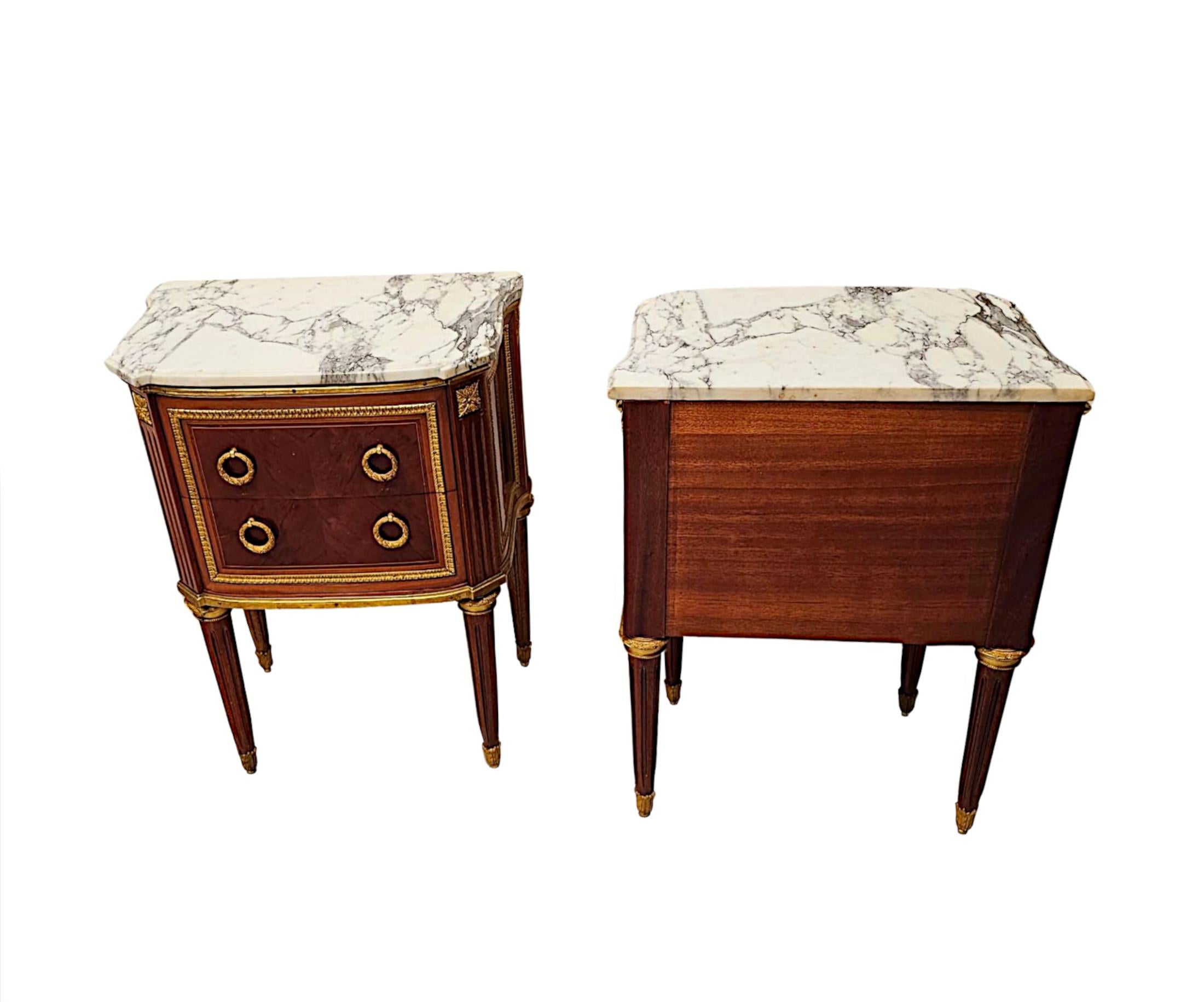 A  Fine 20th Century Pair of Marble Top Side Tables or Chests with Ormolu Mounts For Sale 2