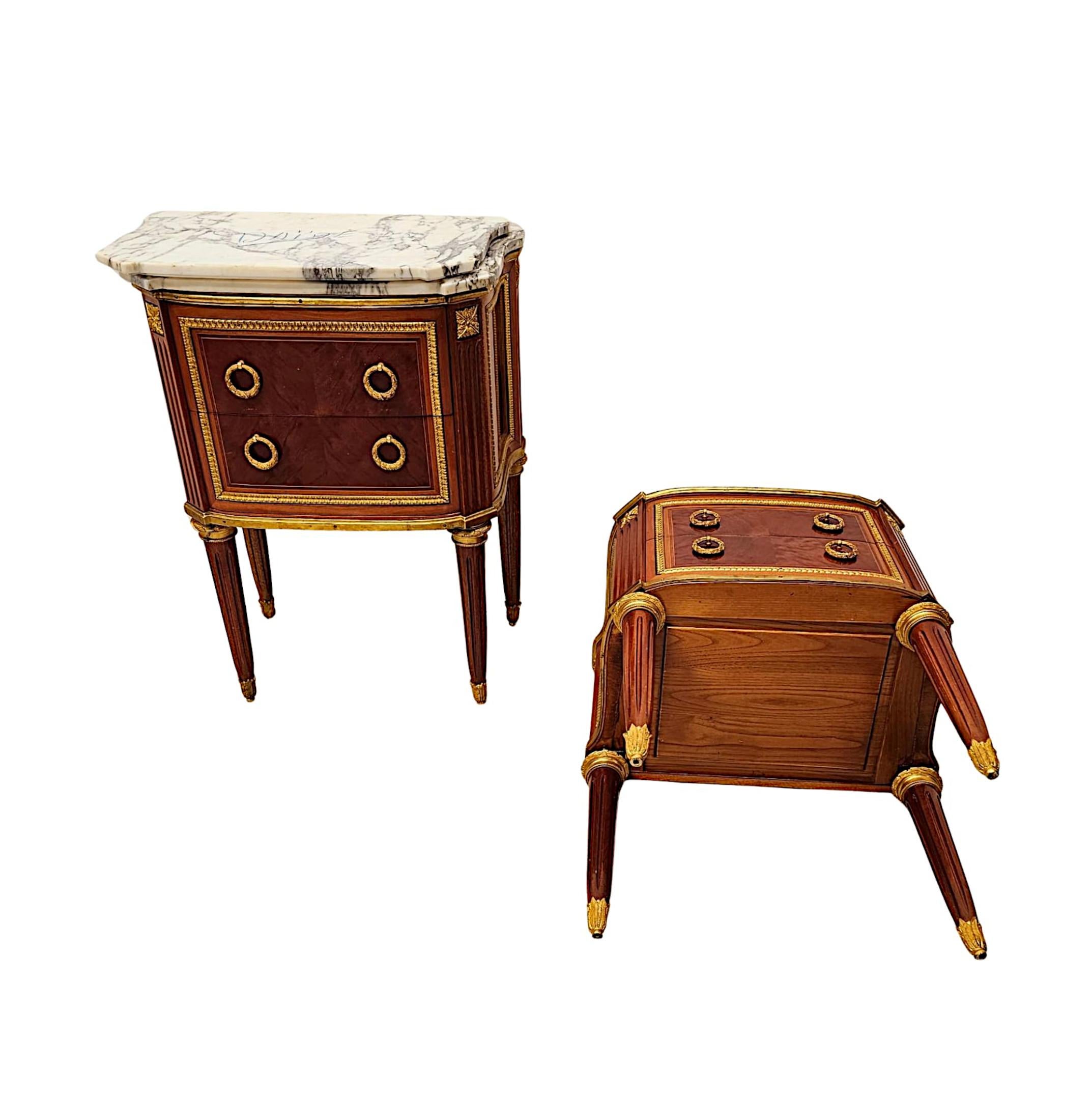 A  Fine 20th Century Pair of Marble Top Side Tables or Chests with Ormolu Mounts For Sale 3