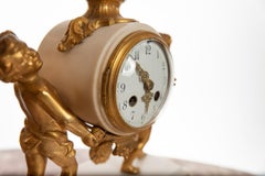 Fine 8 Day Striking Ormolu & White Marble Clock with Cherubs, Late 1800s