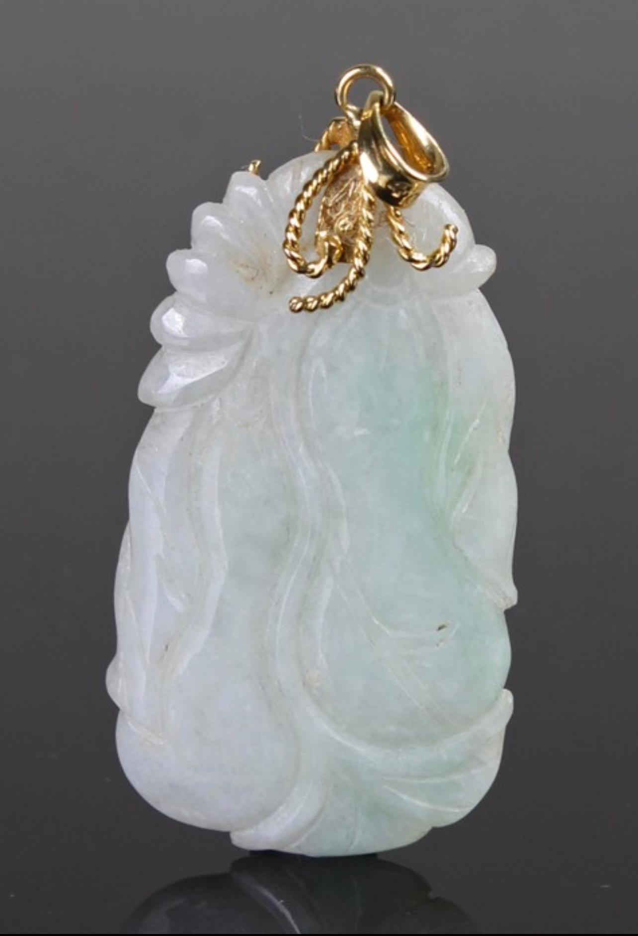 Hand-Carved A Fine A Grade Apple green Jade Jadeite Pendant carving of a Eggplant  For Sale