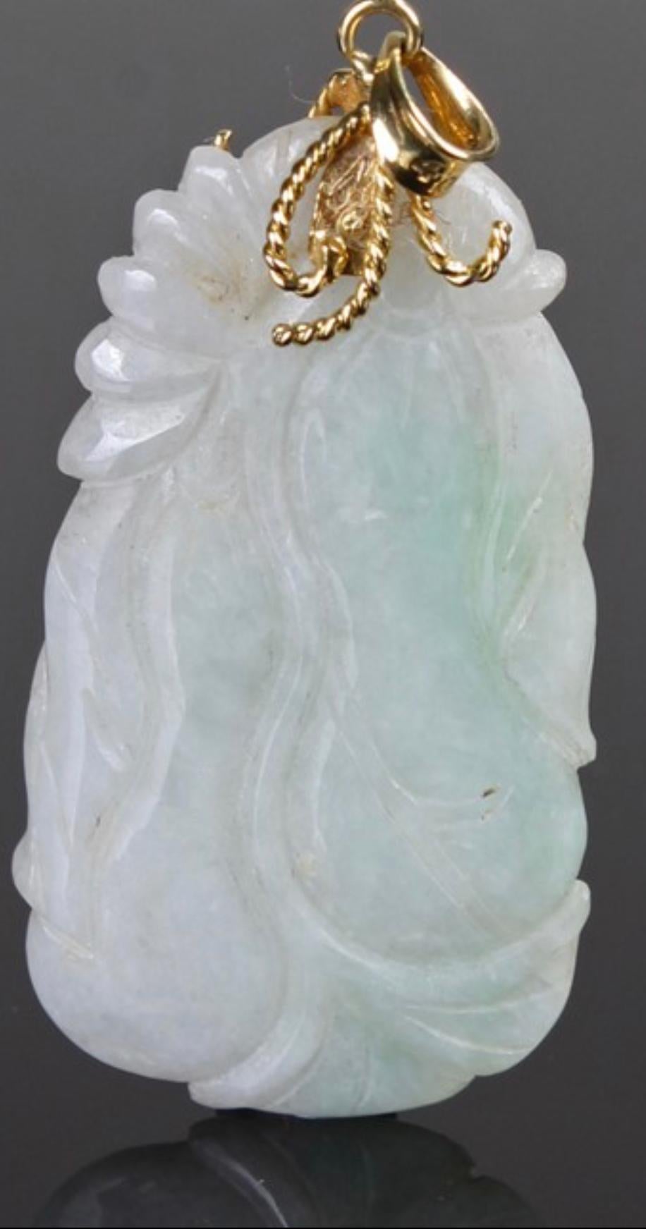 19th Century A Fine A Grade Apple green Jade Jadeite Pendant carving of a Eggplant  For Sale