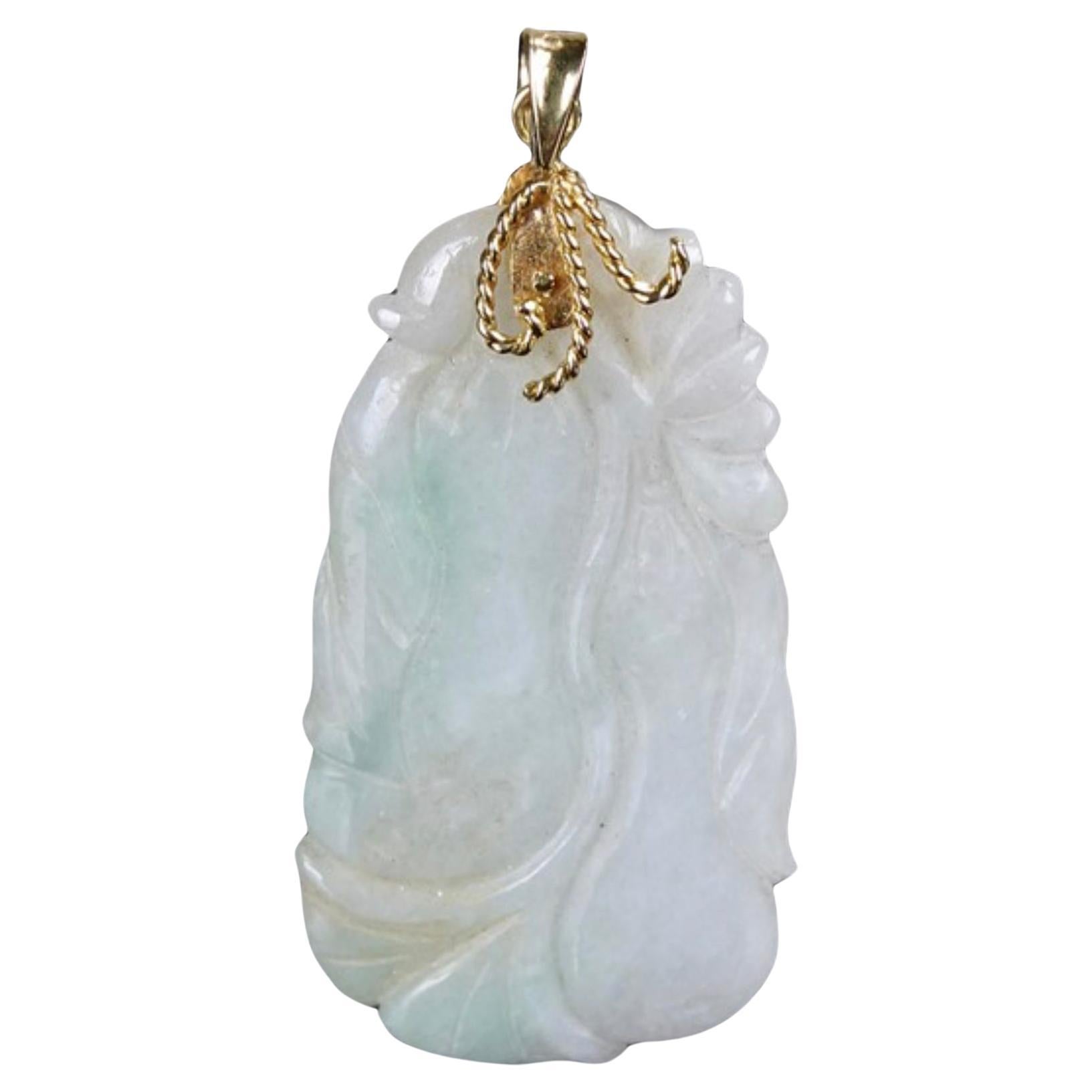 A Fine A Grade Apple green Jade Jadeite Pendant carving of a Eggplant  For Sale