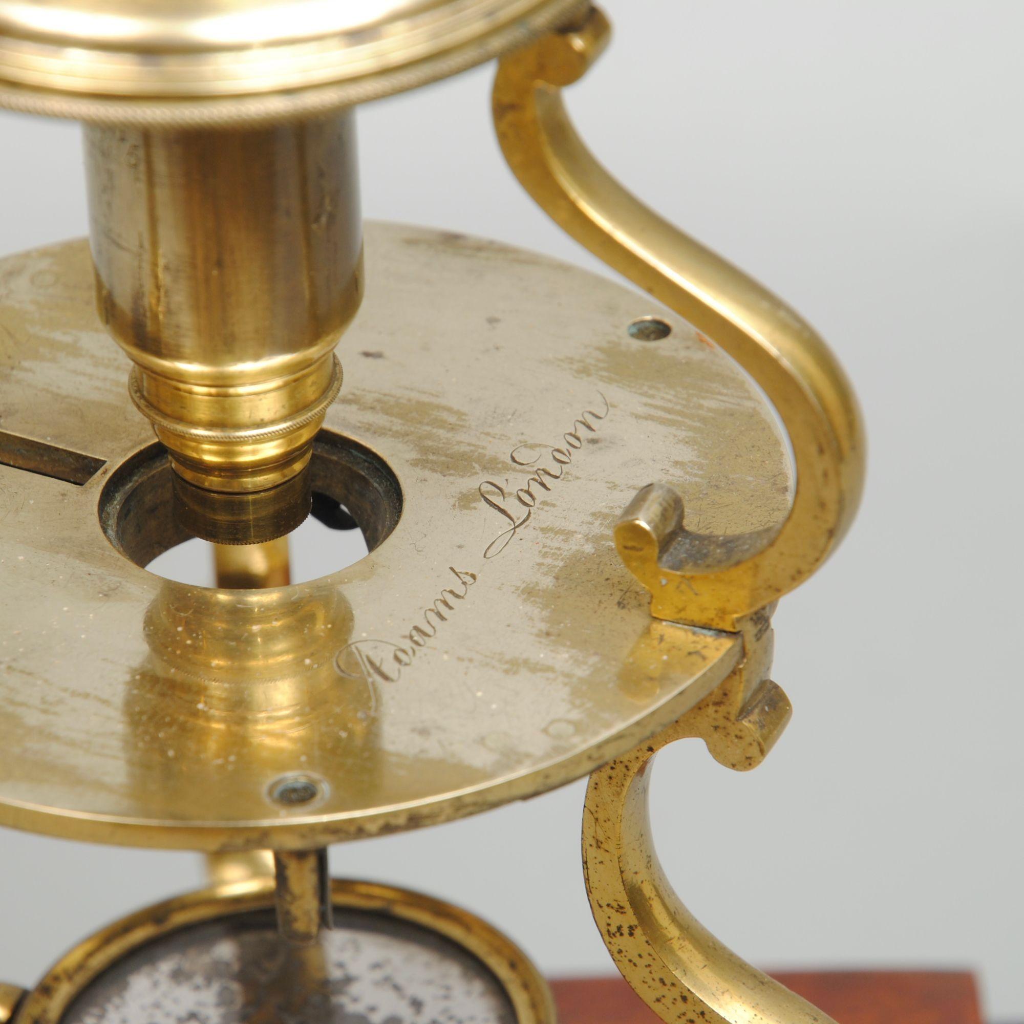 Laiton Magnifique microscope Adams, London Culpepper en vente