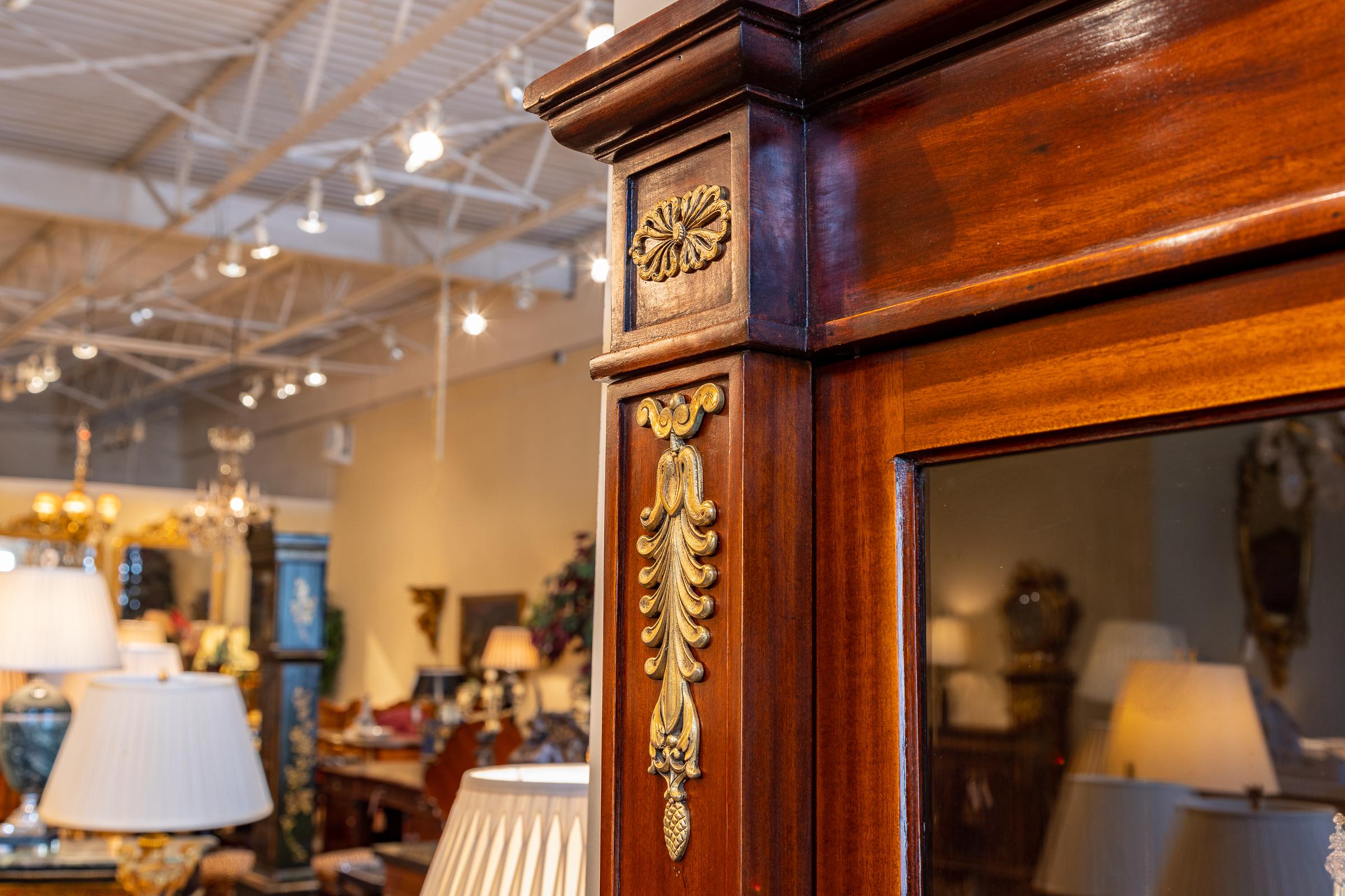 Fine and Beautiful 19th C Empire Mahogany and Gilt Bronze Library Cabinet In Good Condition For Sale In Dallas, TX