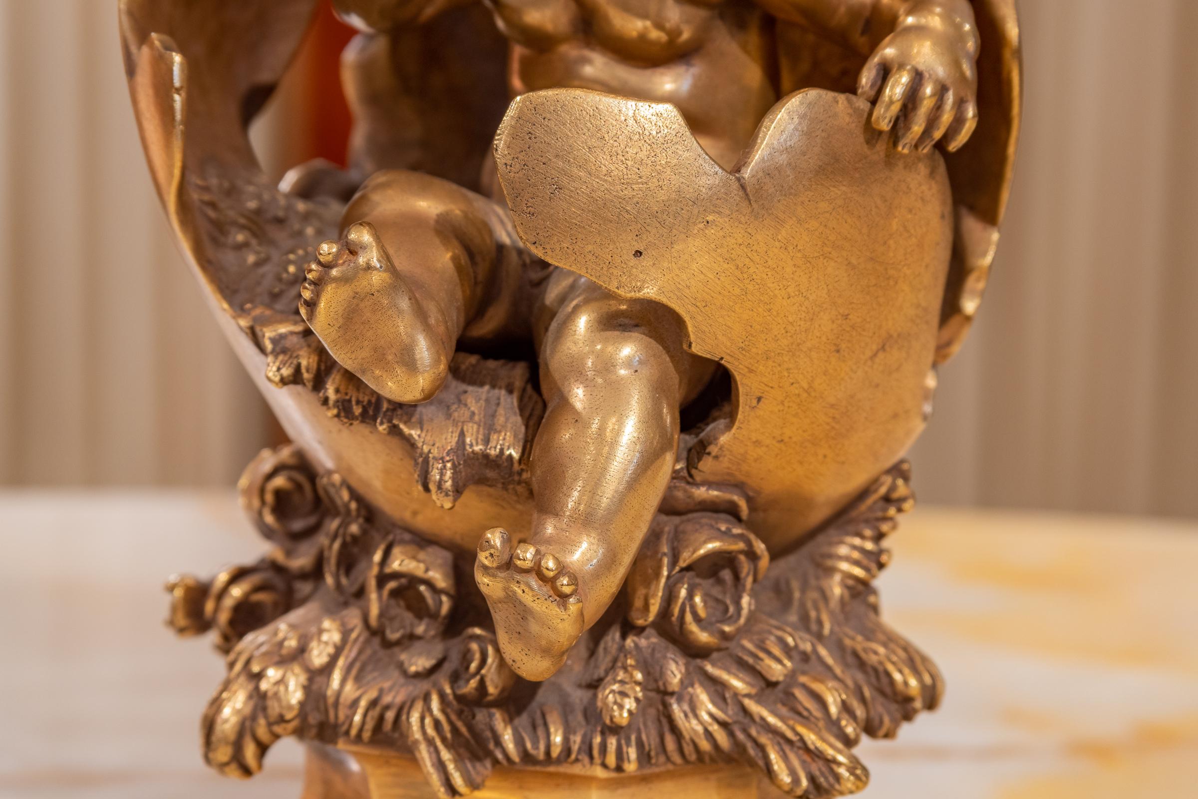 Louis Philippe Fine and Beautiful 19th Century French Gilt Bronze Cherub by August Moreau