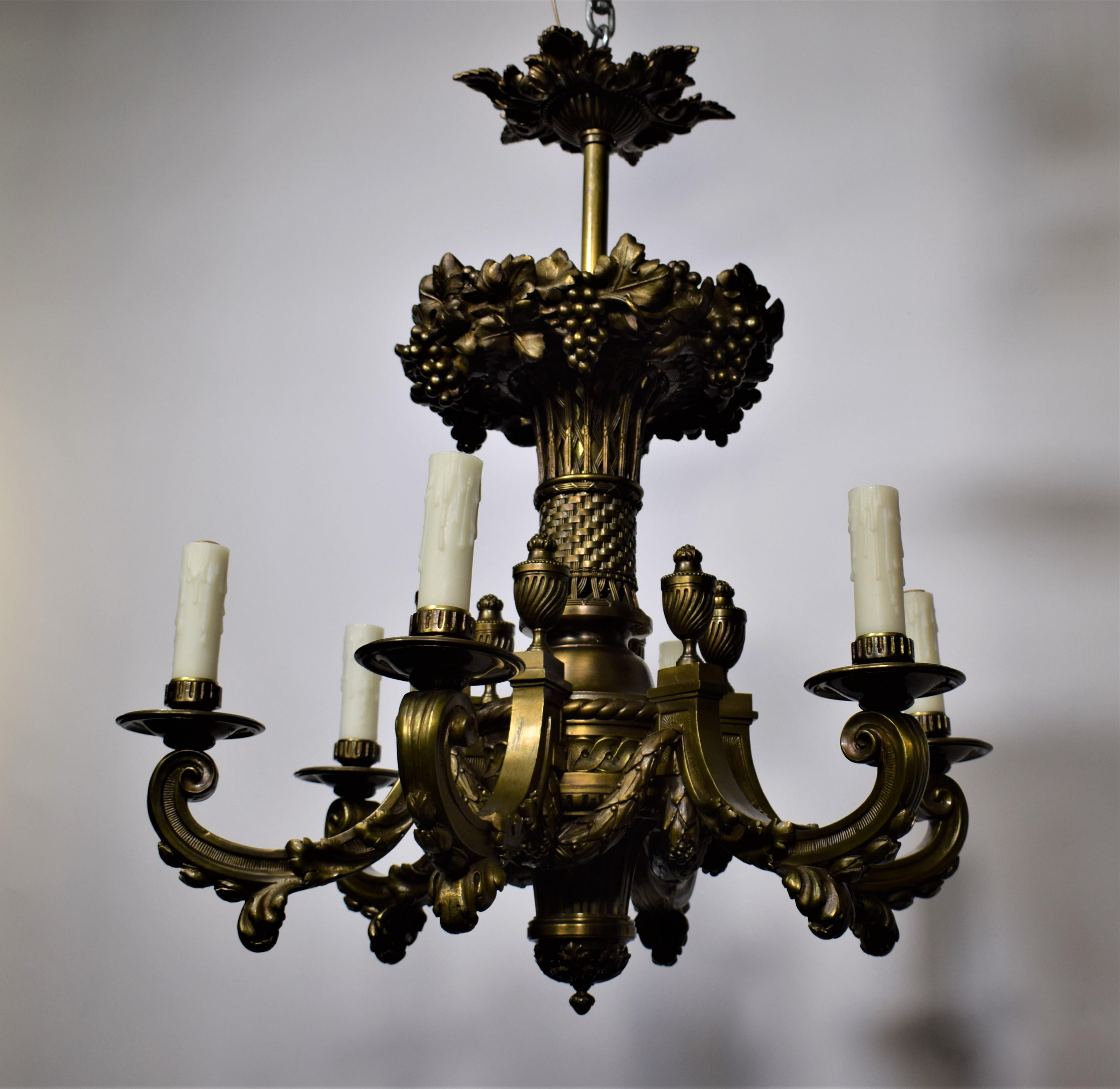 Fine and Elegant Neoclassical Gilt Bronze Chandelier In Good Condition For Sale In Atlanta, GA