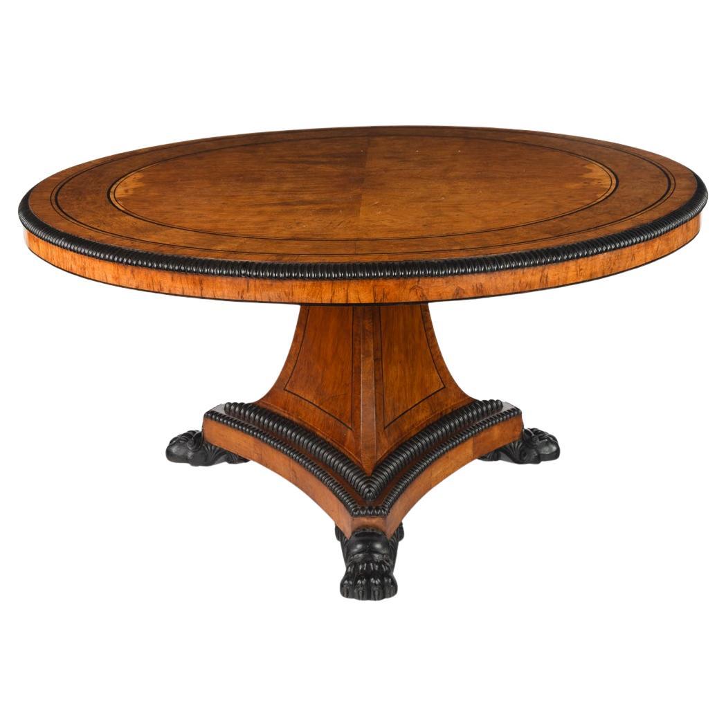 A Fine and Important Regency Pollard Oak and Ebony Centre Table