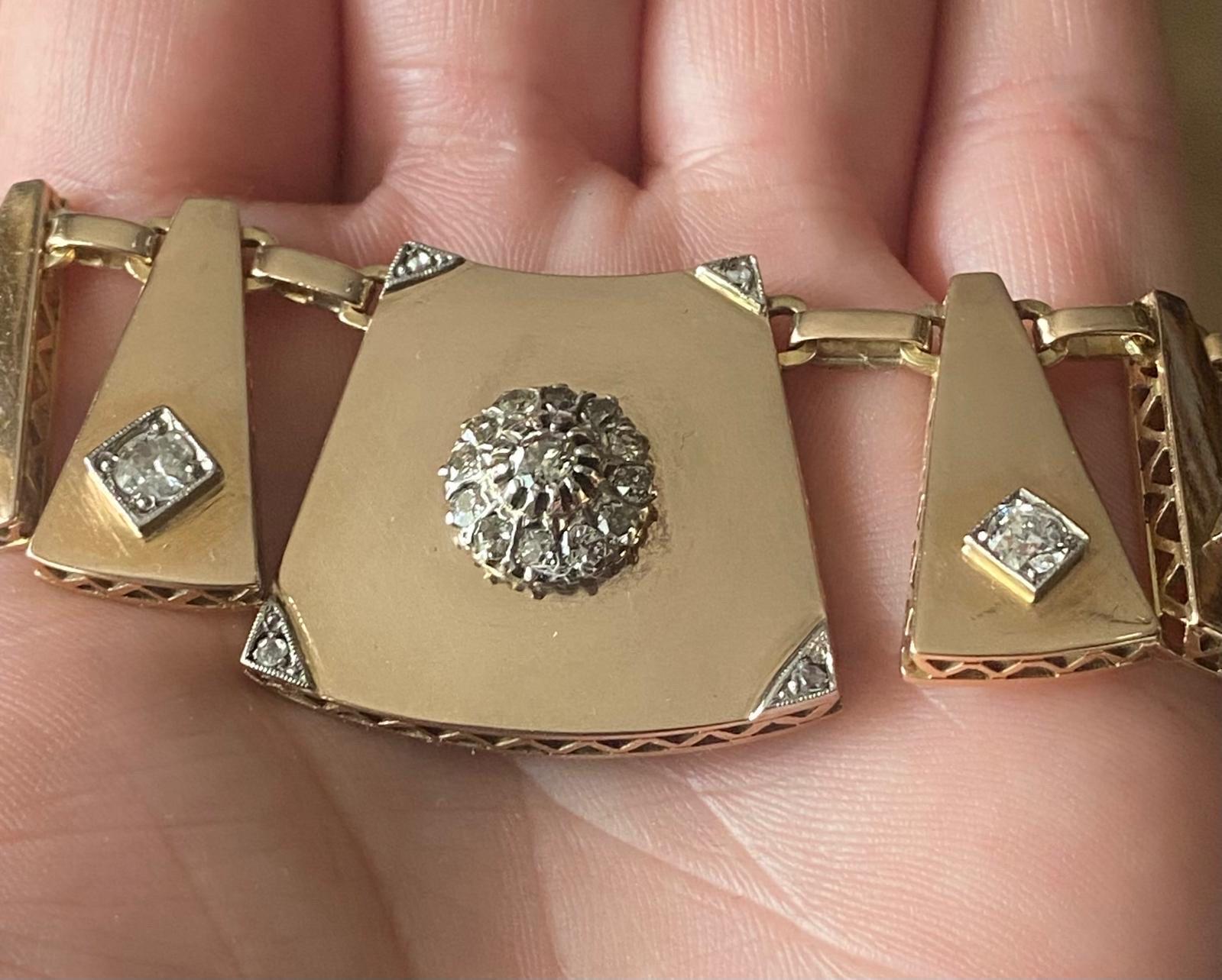 da uomo o donna Un raffinato e impressionante collo a frangia in oro 14 carati e 2 carati di diamanti Art Deco in vendita