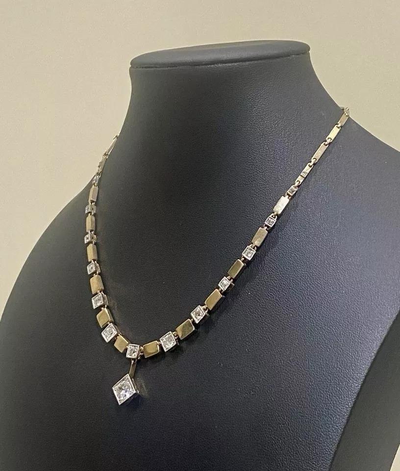da uomo o donna Una raffinata e imponente collana Art Deco in oro 14ct e 2,6 carati di diamanti in vendita
