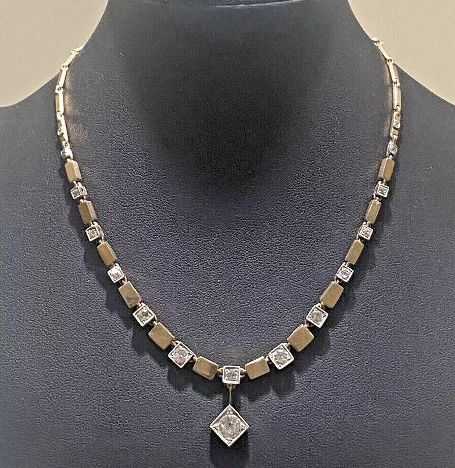 Una raffinata e imponente collana Art Deco in oro 14ct e 2,6 carati di diamanti in vendita 1