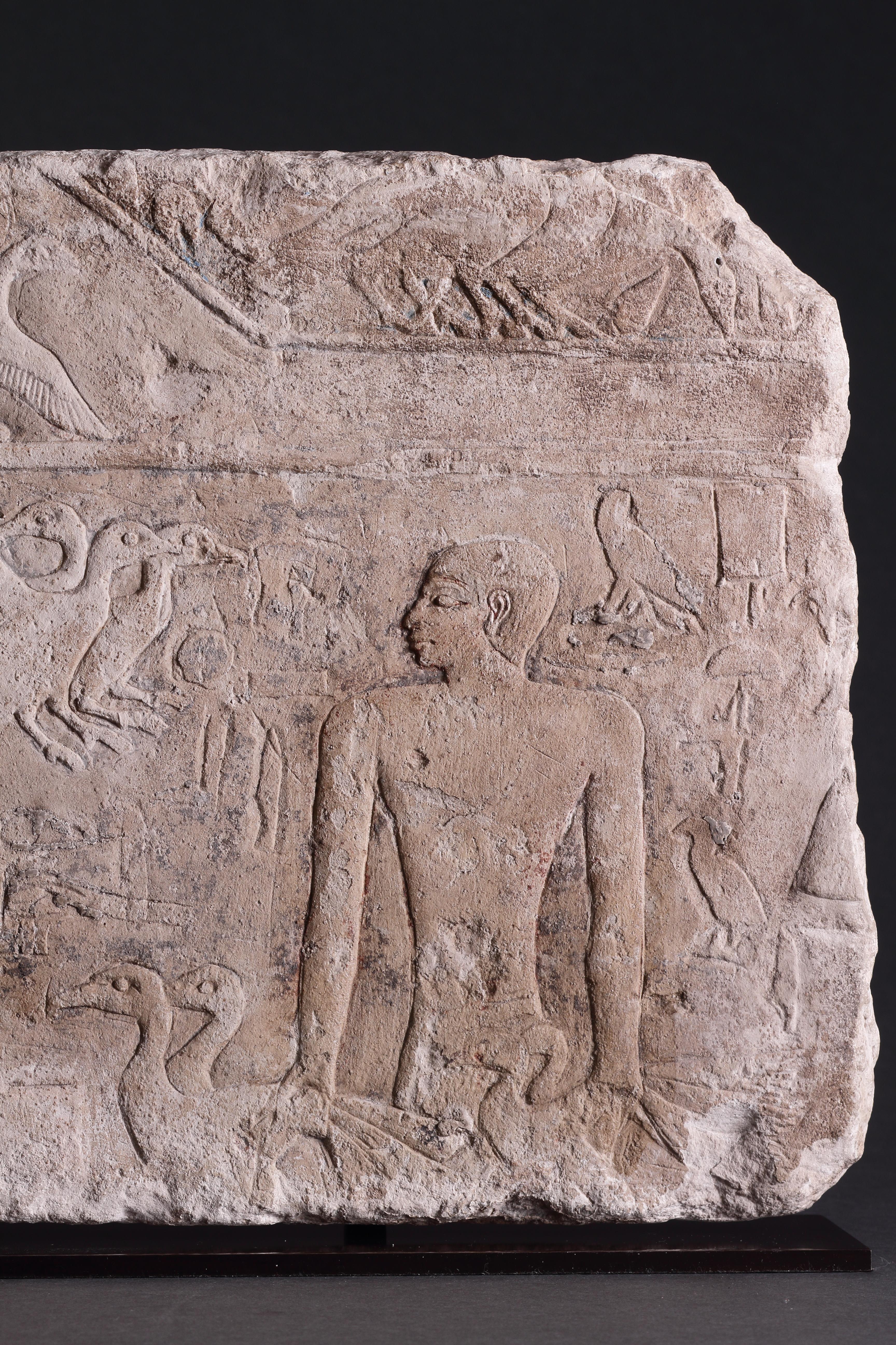 A Fine and Large Egyptian Limestone Relief Carved in Shallow Relief In Good Condition For Sale In London, GB