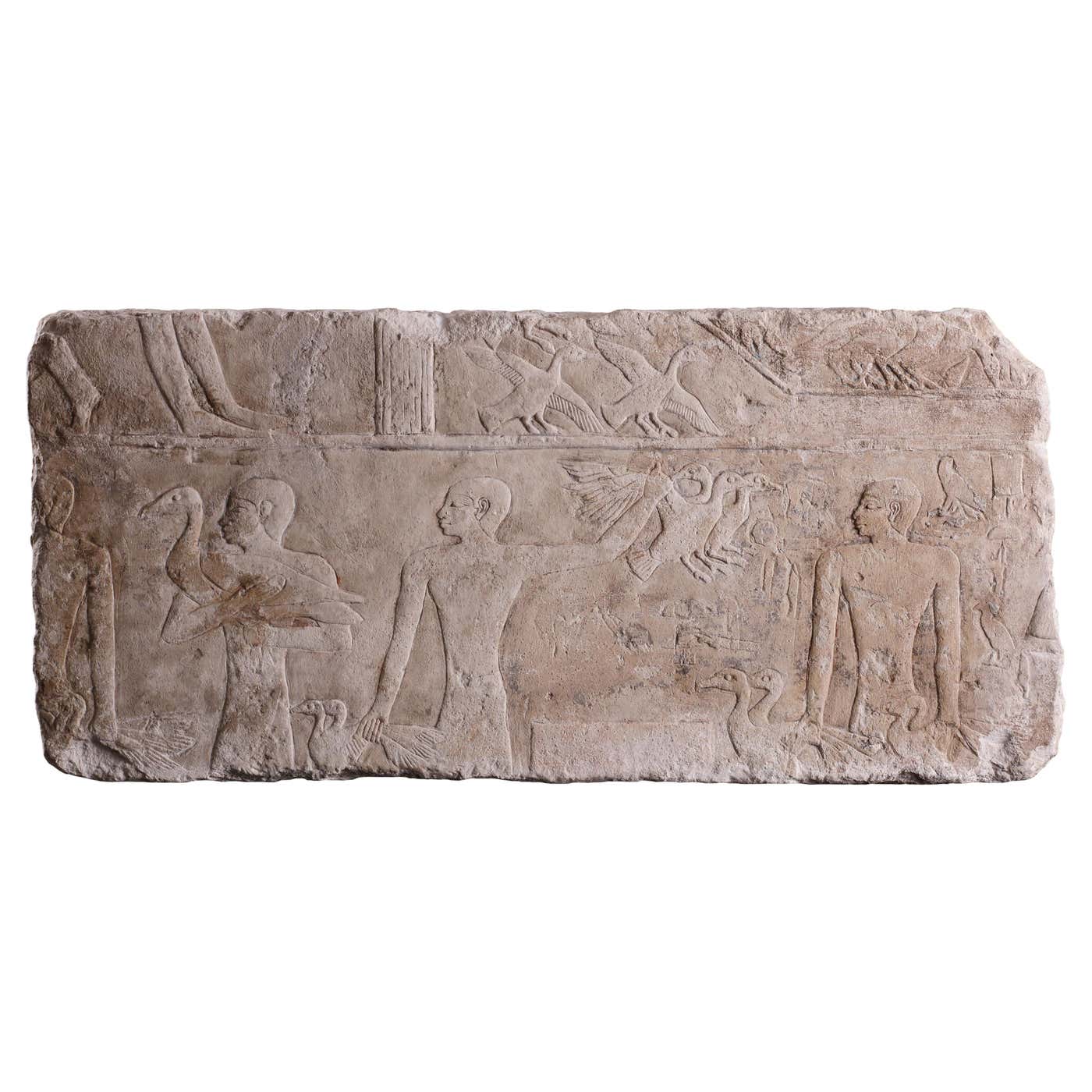 A Fine and Large Egyptian Limestone Relief Carved in Shallow Relief For ...