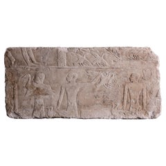 A Fine and Large Egyptian Limestone Relief Carved in Shallow Relief